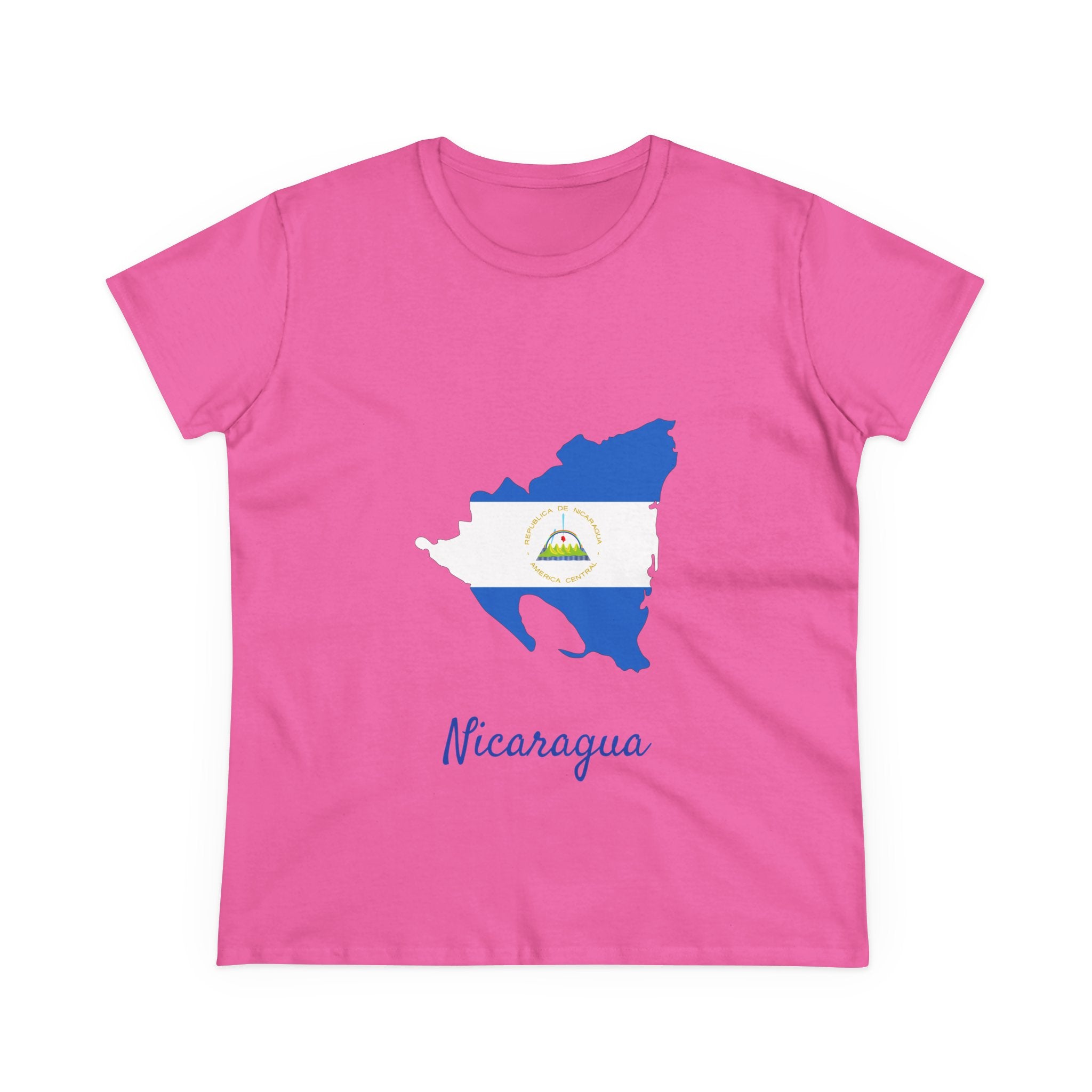 ALGÓDON DE MEDIO GROSOR Camiseta de Mujeres Nicaragua Diseño Nicaragua