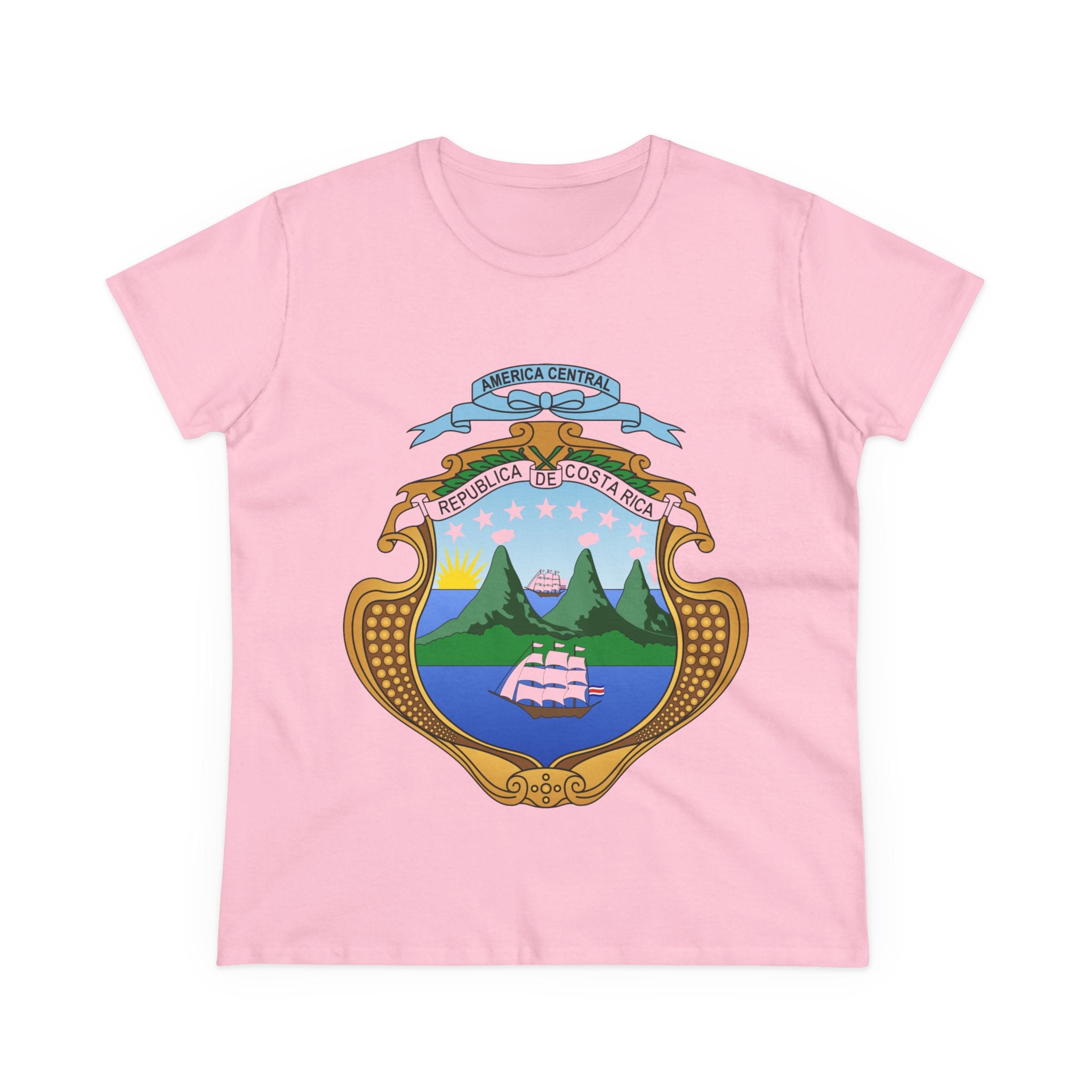 ALGODÓN DE MEDIO GROSOR Camiseta de Mujeres Costa Rica Escudo Nacional de Costa Rica