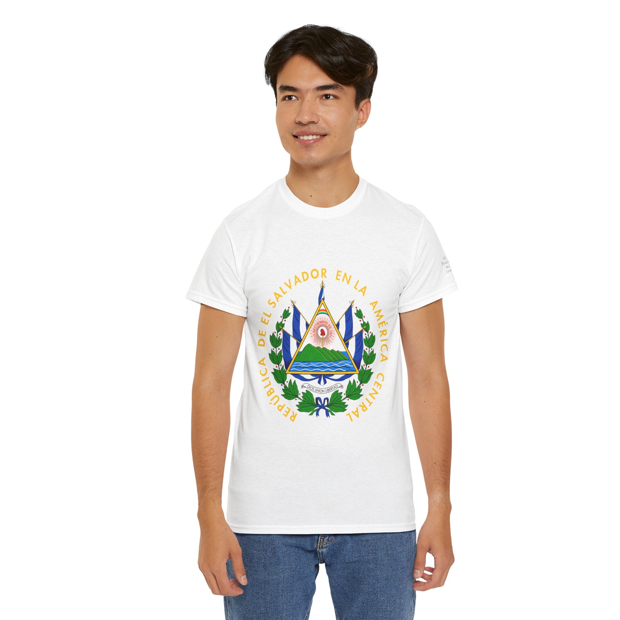 ALGODÓN GRUESO Camiseta de Hombres El Salvador Escudo Nacional de El Salvador