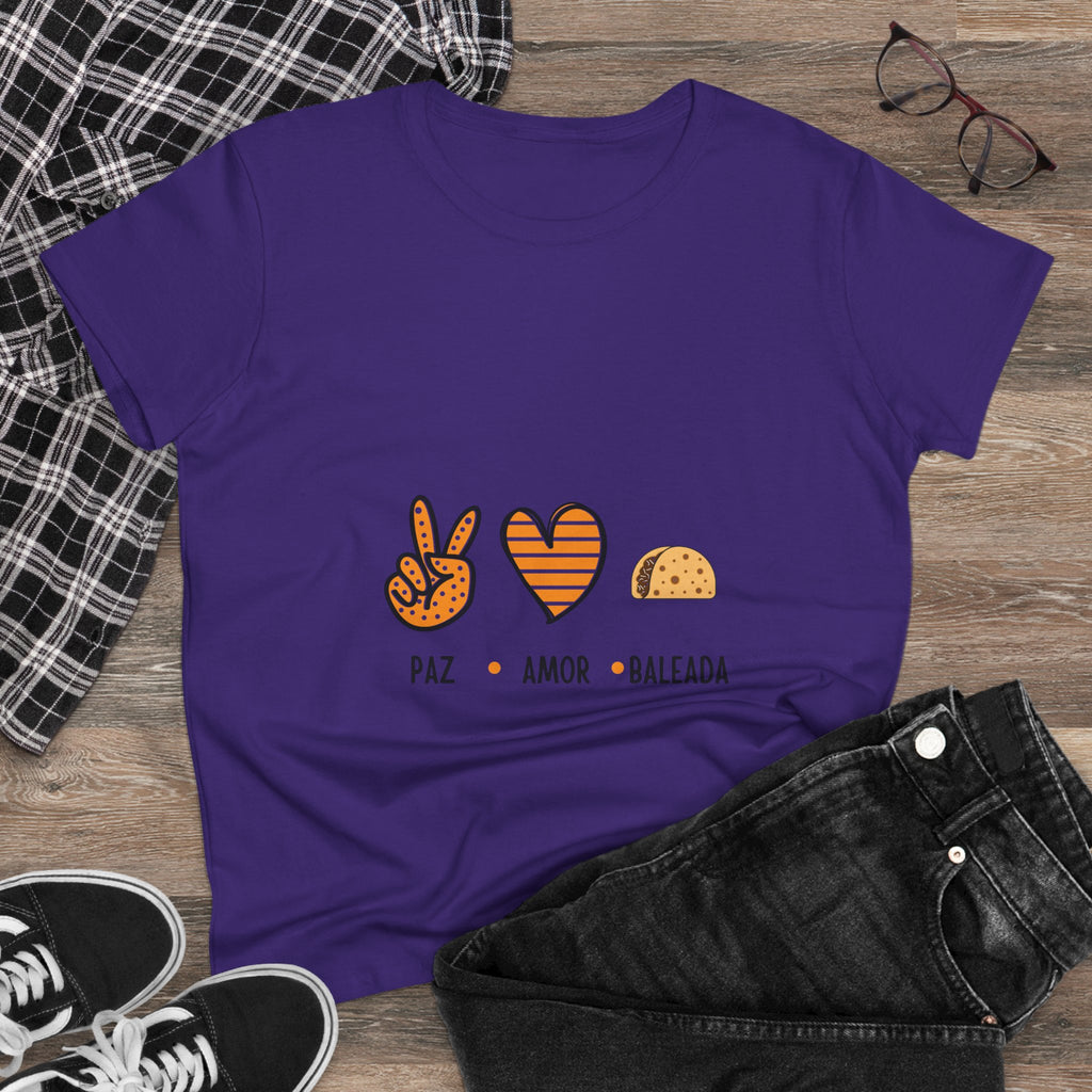 ALGODÓN DE MEDIO GROSOR Camiseta de Mujeres Honduras Paz Amor Baleada