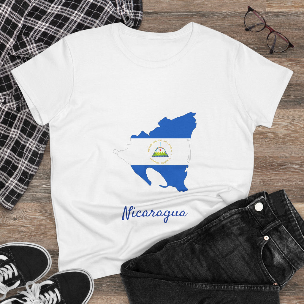 ALGÓDON DE MEDIO GROSOR Camiseta de Mujeres Nicaragua Diseño Nicaragua
