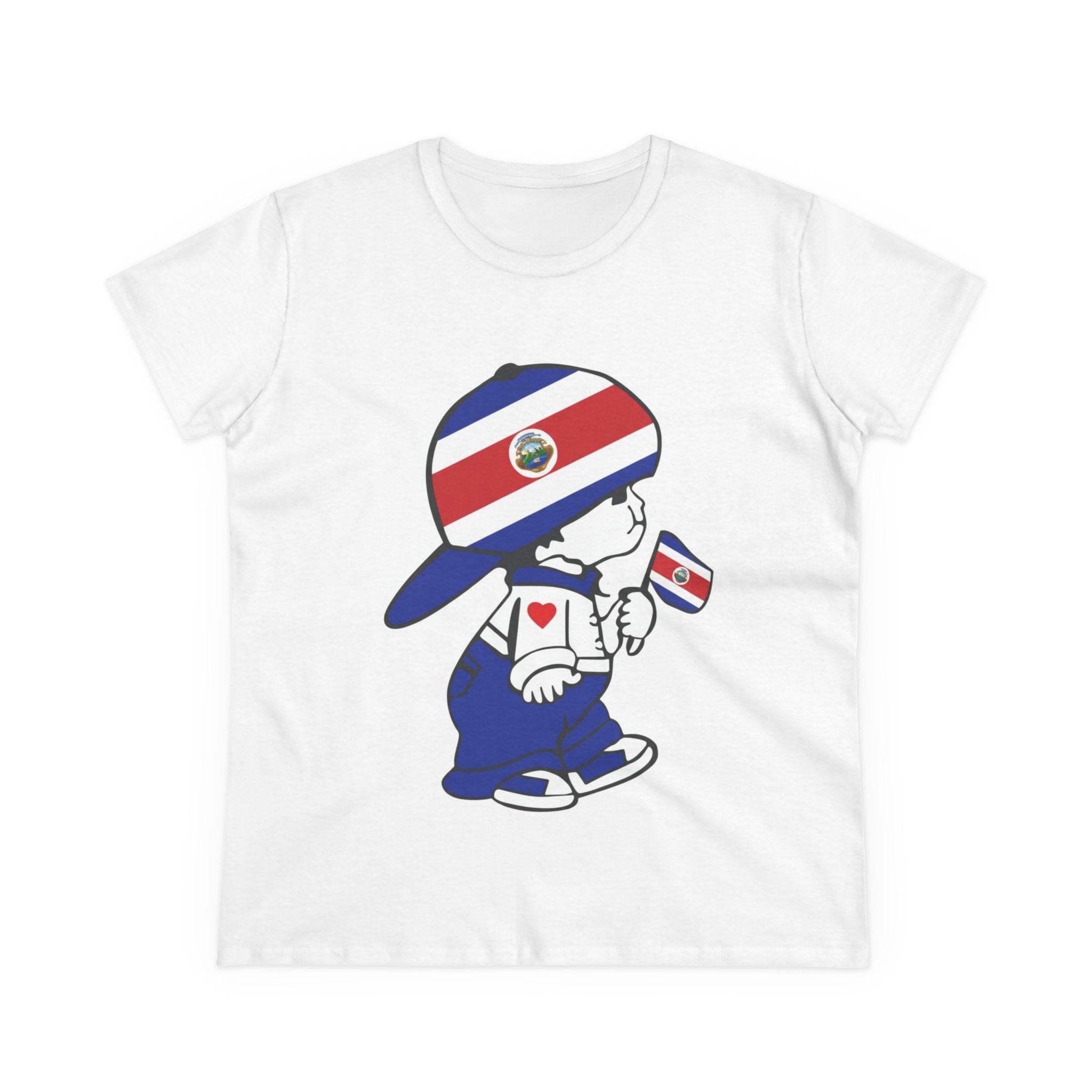 ALGODÓN DE MEDIO GROSOR Camiseta de Mujeres Costa Rica El Niño Tico Oroginal