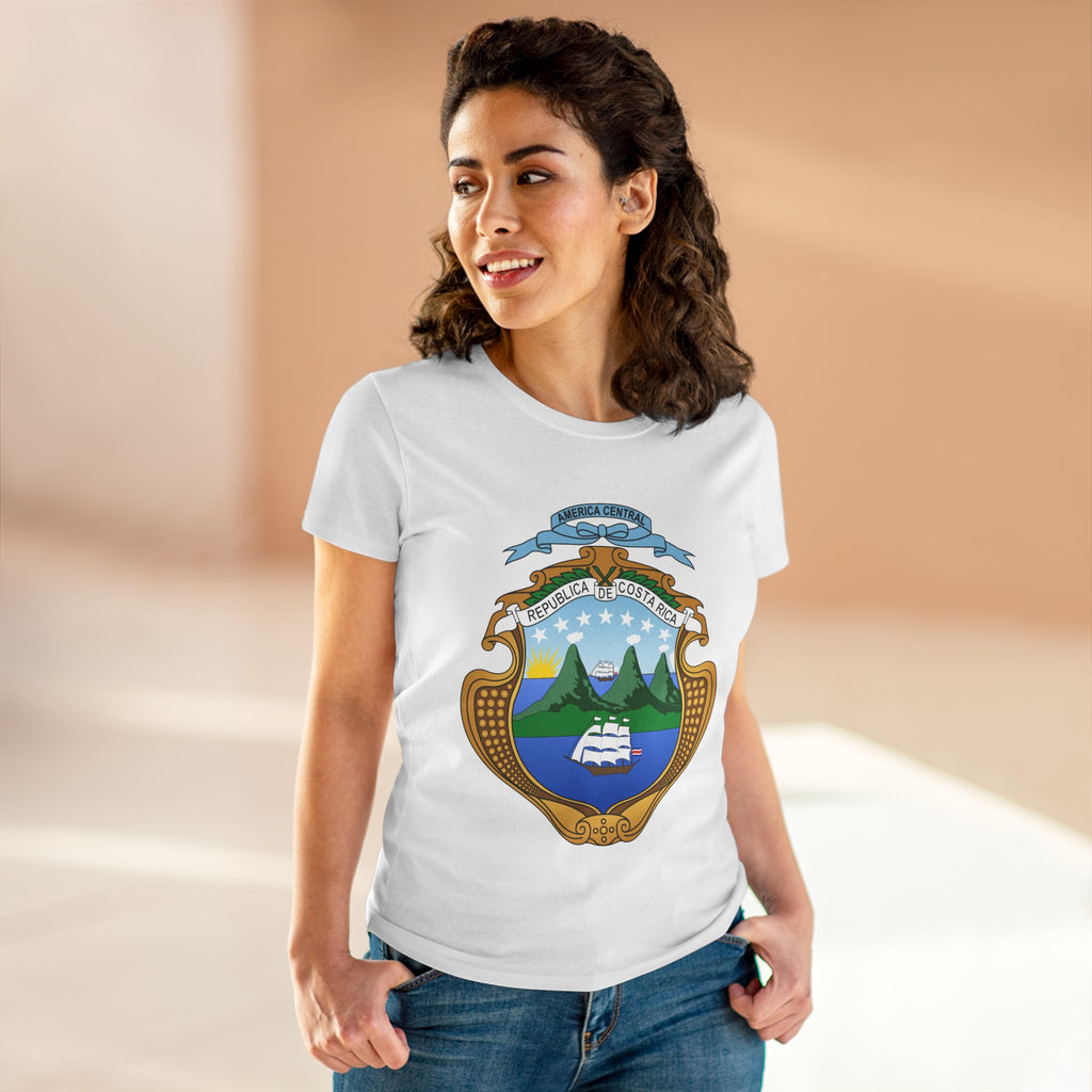 ALGODÓN DE MEDIO GROSOR Camiseta de Mujeres Costa Rica Escudo Nacional de Costa Rica