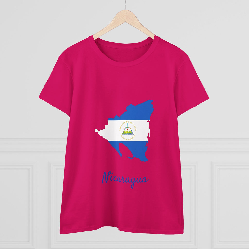 ALGÓDON DE MEDIO GROSOR Camiseta de Mujeres Nicaragua Diseño Nicaragua