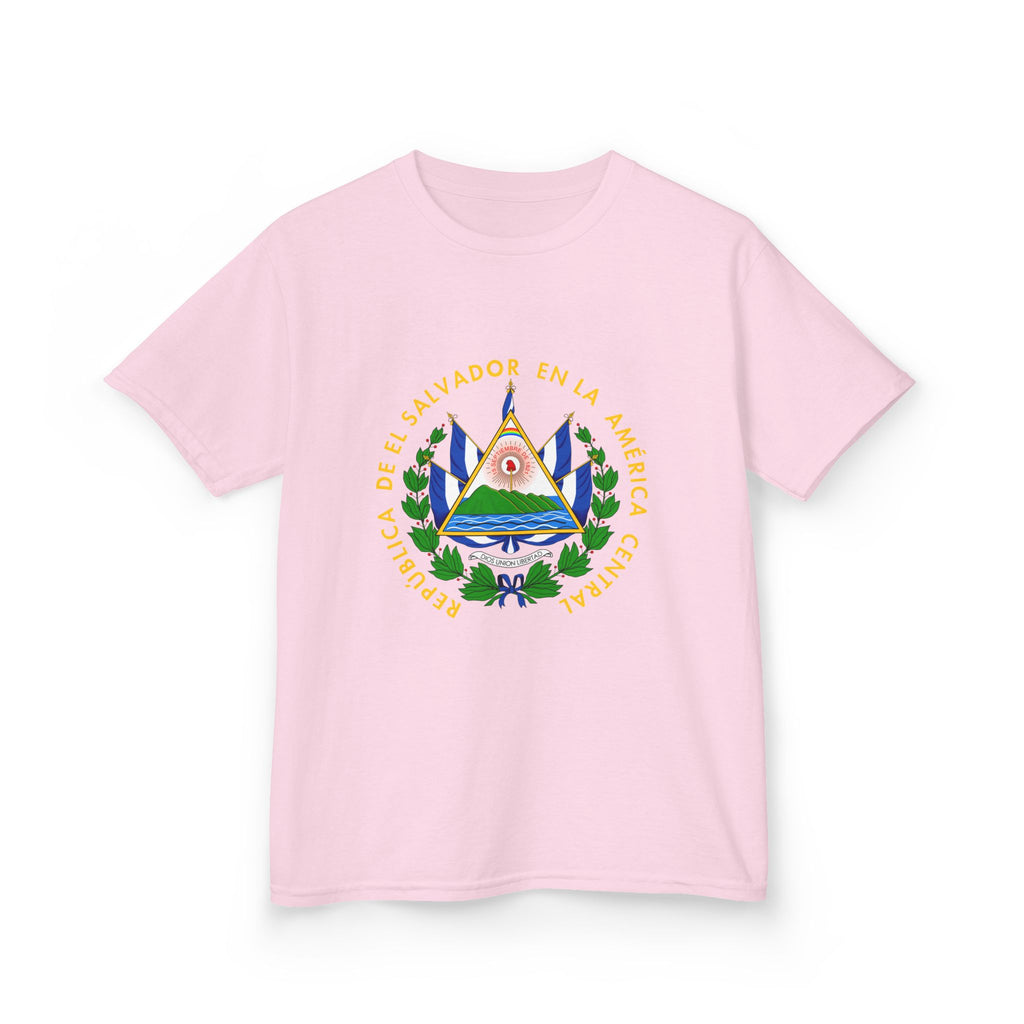 ALGODÓN GRUESO Camiseta de Niñas El Salvador Escudo Nacional de El Salvador