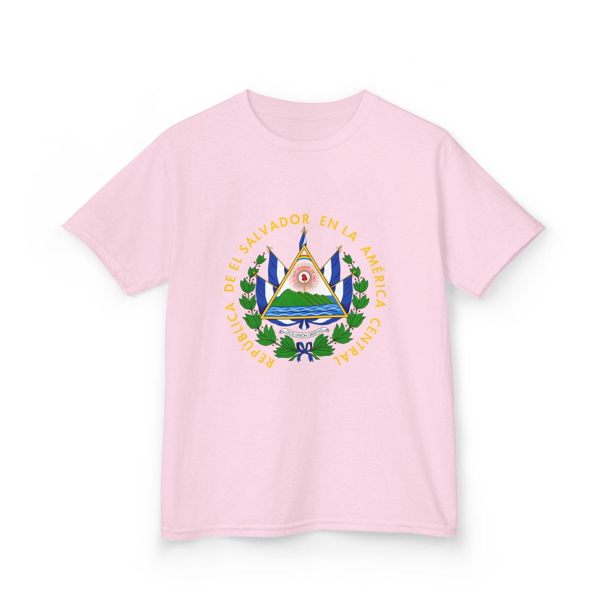 ALGODÓN GRUESO Camiseta de Niñas El Salvador Escudo Nacional de El Salvador