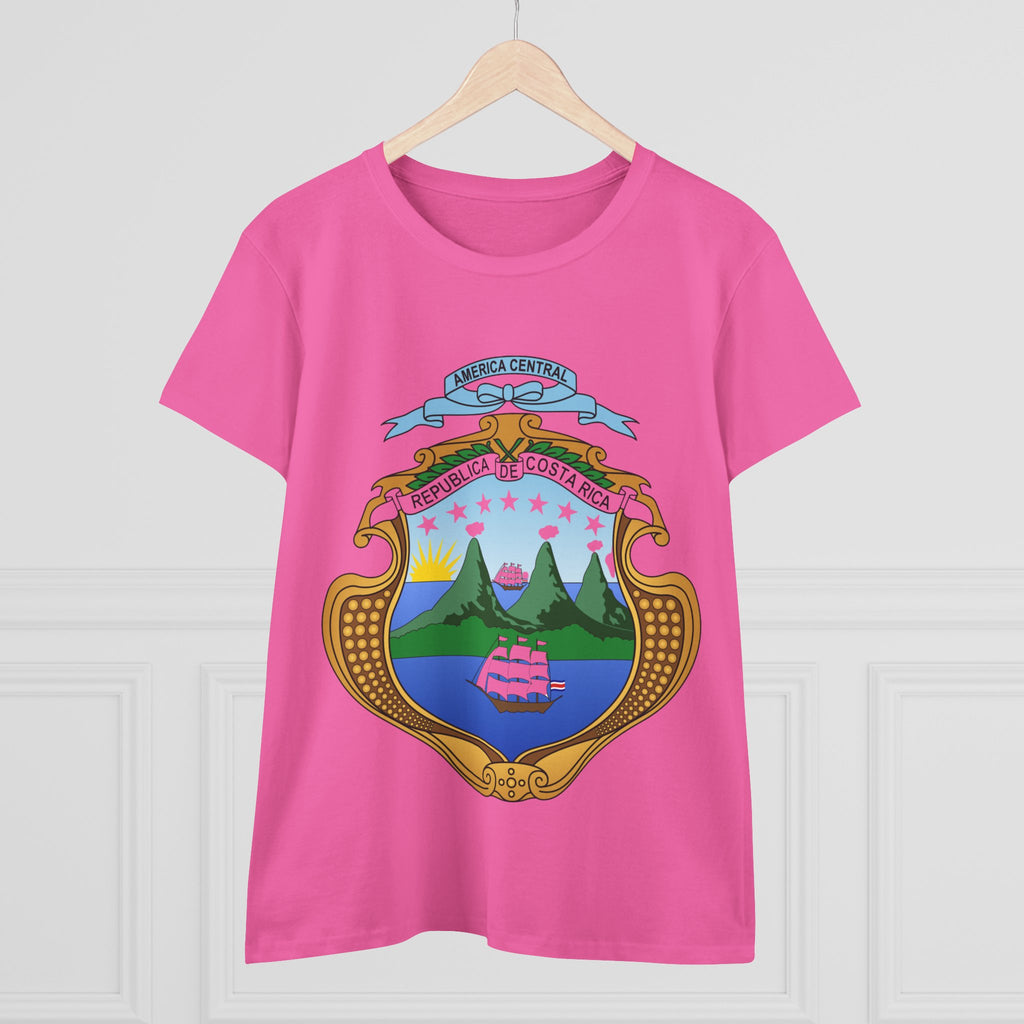 ALGODÓN DE MEDIO GROSOR Camiseta de Mujeres Costa Rica Escudo Nacional de Costa Rica