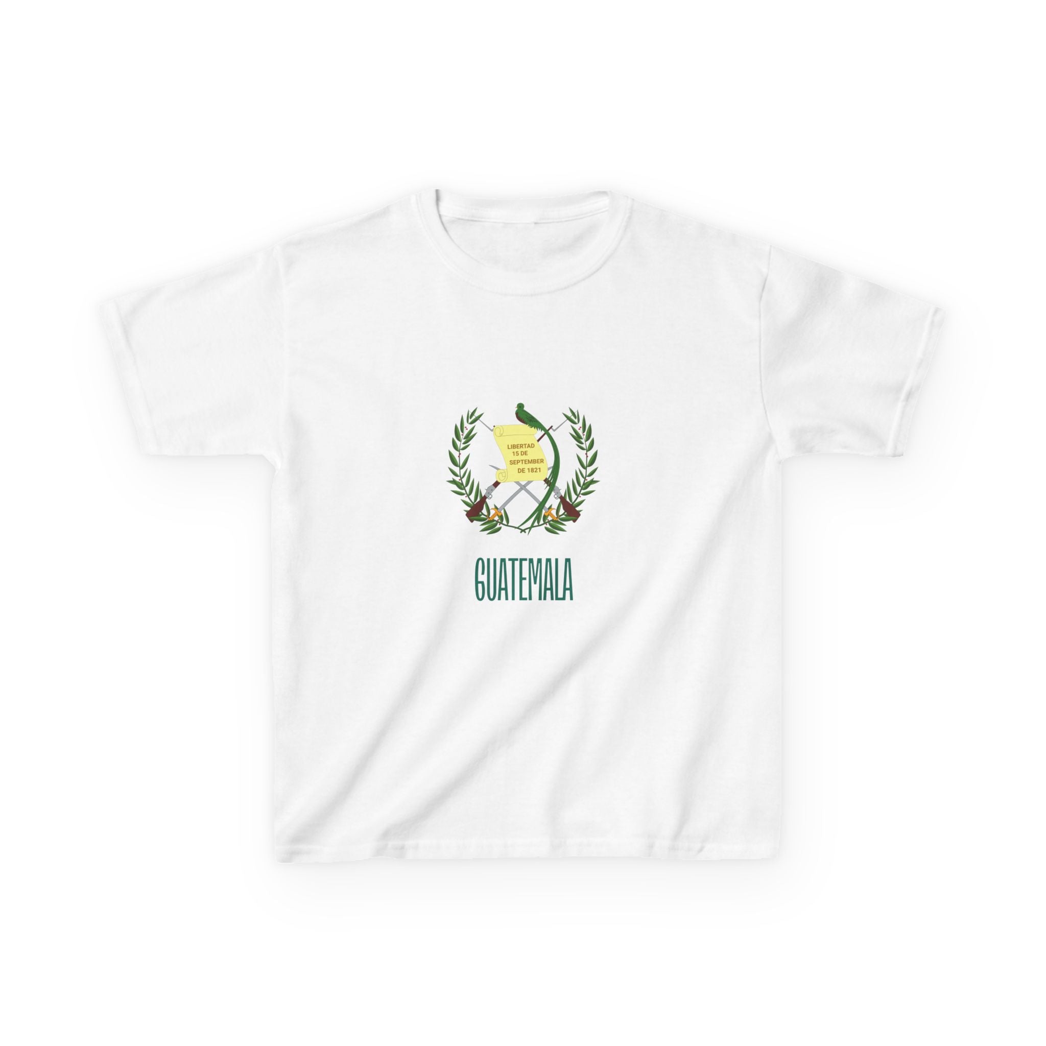 ALGODÓN GRUESO Camiseta de Niñas Escudo Nacional de Guatemala
