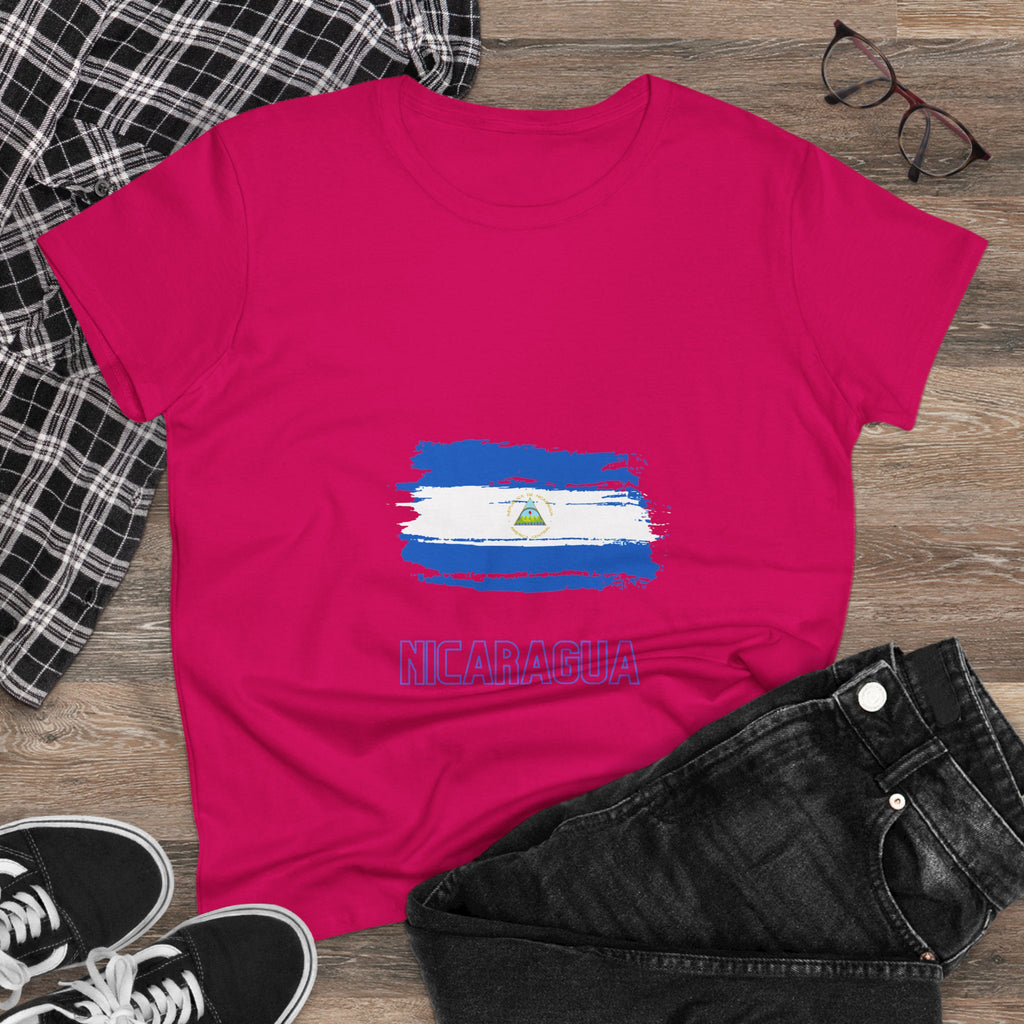 ALGODÓN DE MEDIO GROSOR Camiseta de Mujeres Nicaragua Bandera de Nicaragua