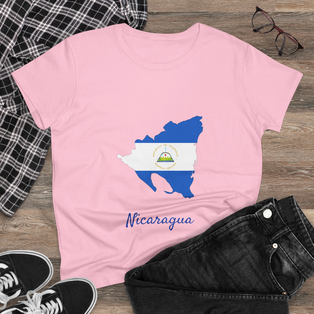 ALGÓDON DE MEDIO GROSOR Camiseta de Mujeres Nicaragua Diseño Nicaragua