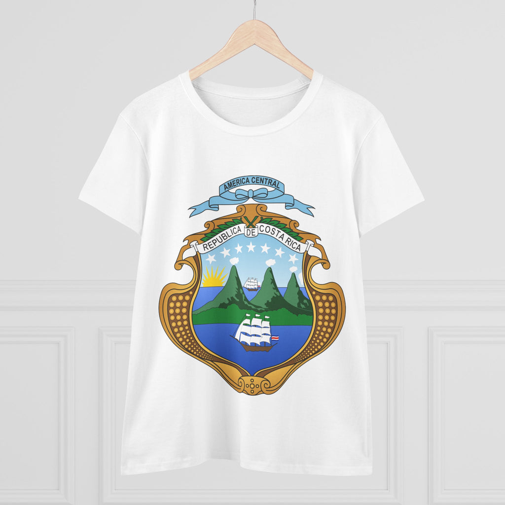 ALGODÓN DE MEDIO GROSOR Camiseta de Mujeres Costa Rica Escudo Nacional de Costa Rica