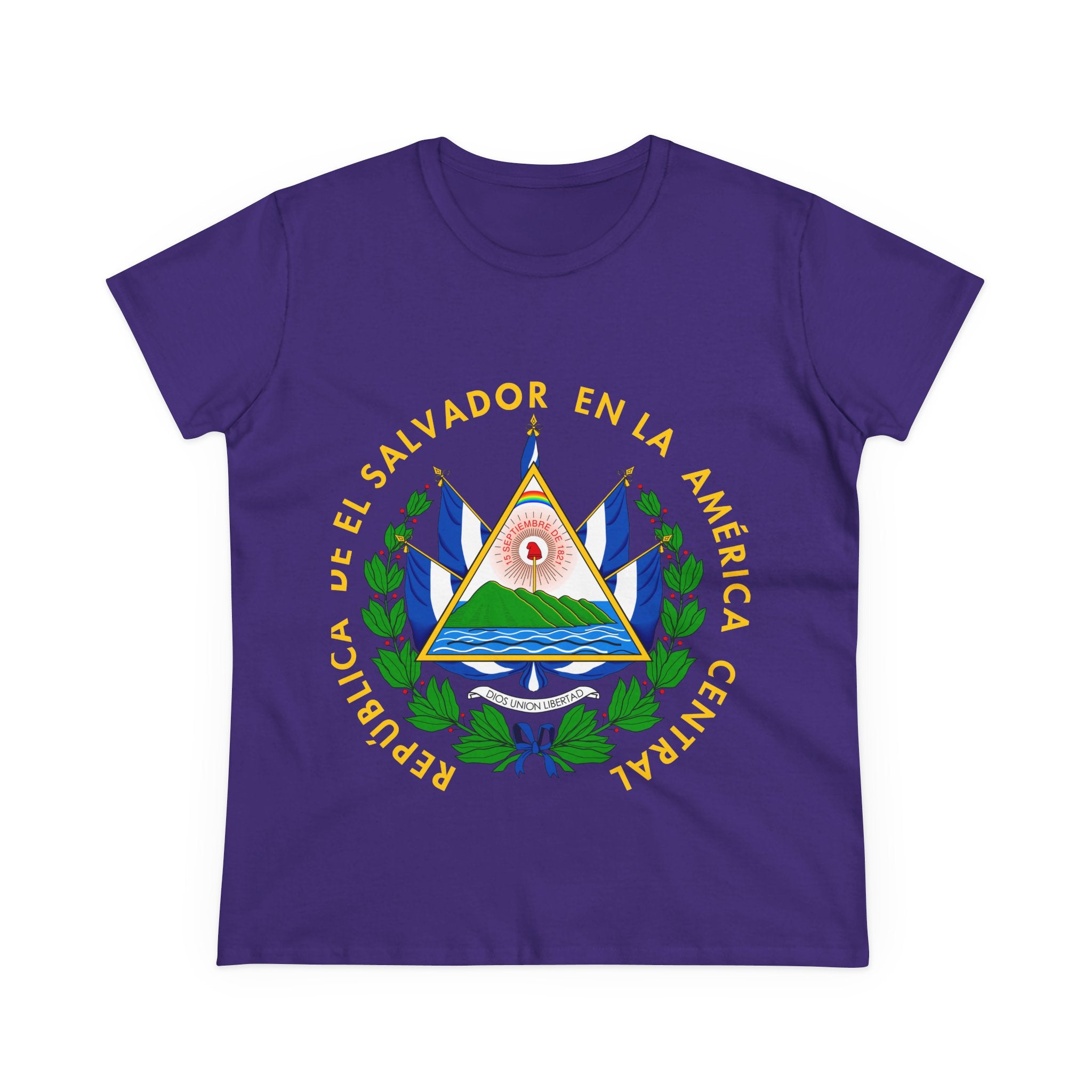 ALGODÓN DE MEDIO GROSOR Camiseta de Mujeres Escudo Nacional de El Salvador