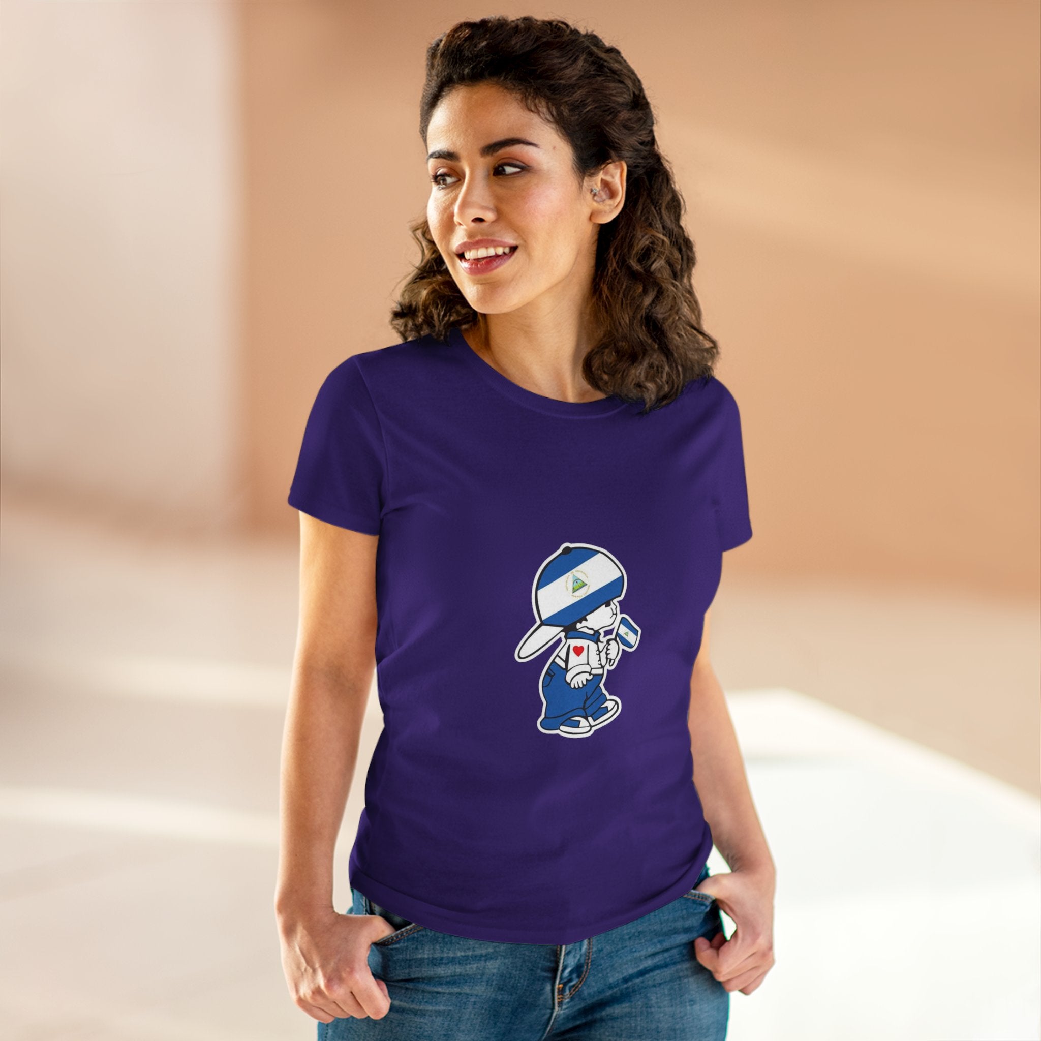ALGODÓN DE MEDIO GROSOR Camiseta de Mujeres Nicaragua El Niño Nico Original