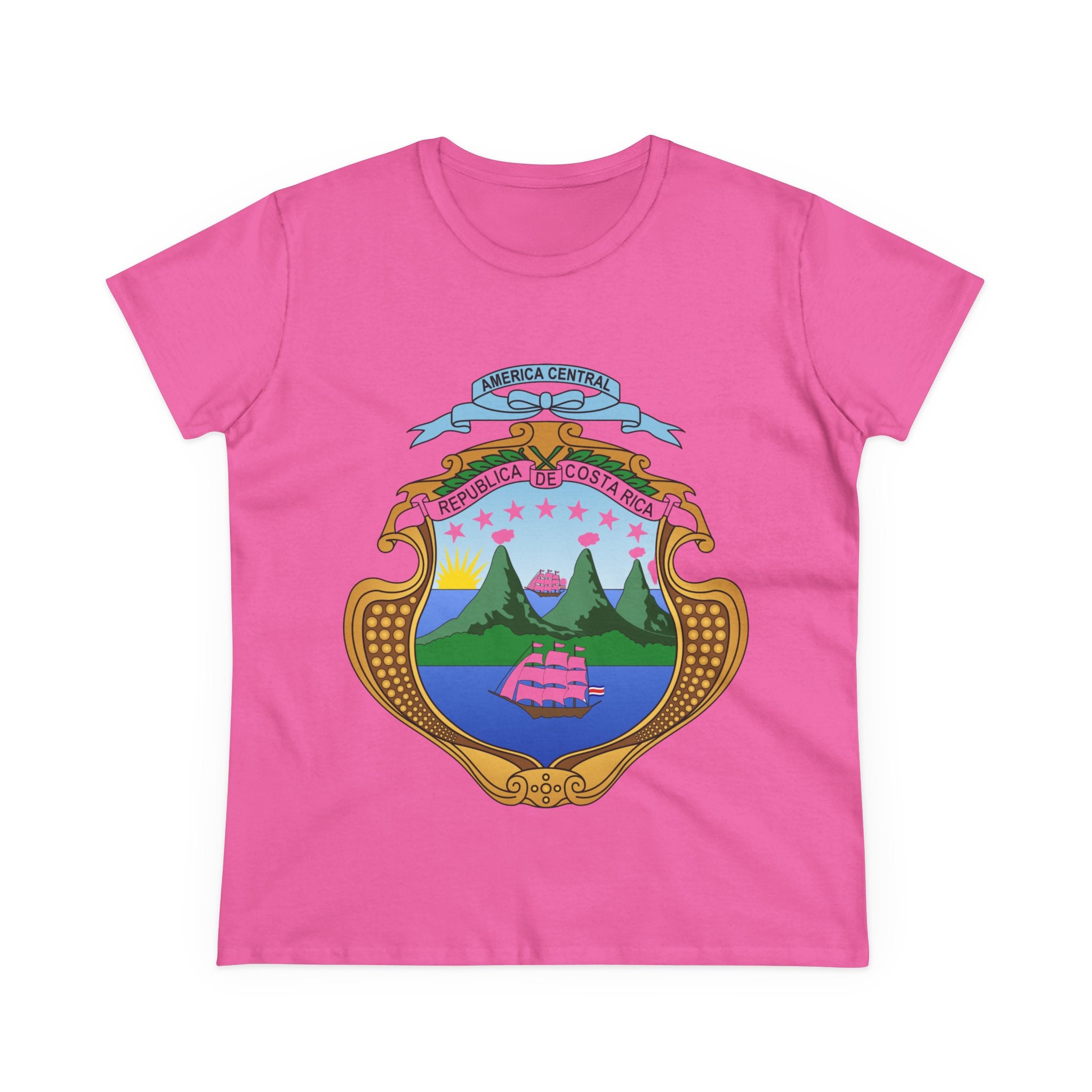ALGODÓN DE MEDIO GROSOR Camiseta de Mujeres Costa Rica Escudo Nacional de Costa Rica