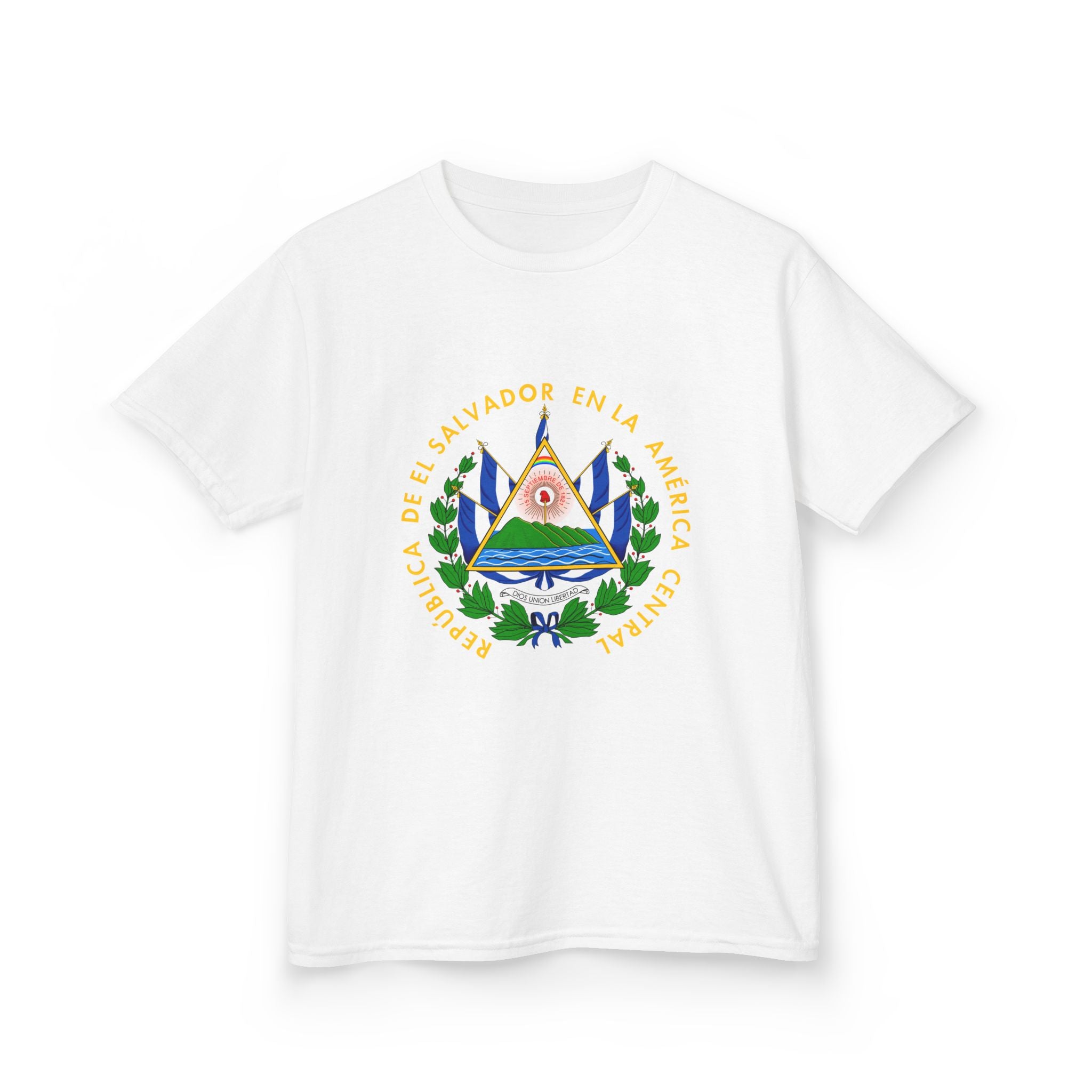 ALGODÓN GRUESO Camiseta de Niños El Salvador Escudo Nacional de El Salvador
