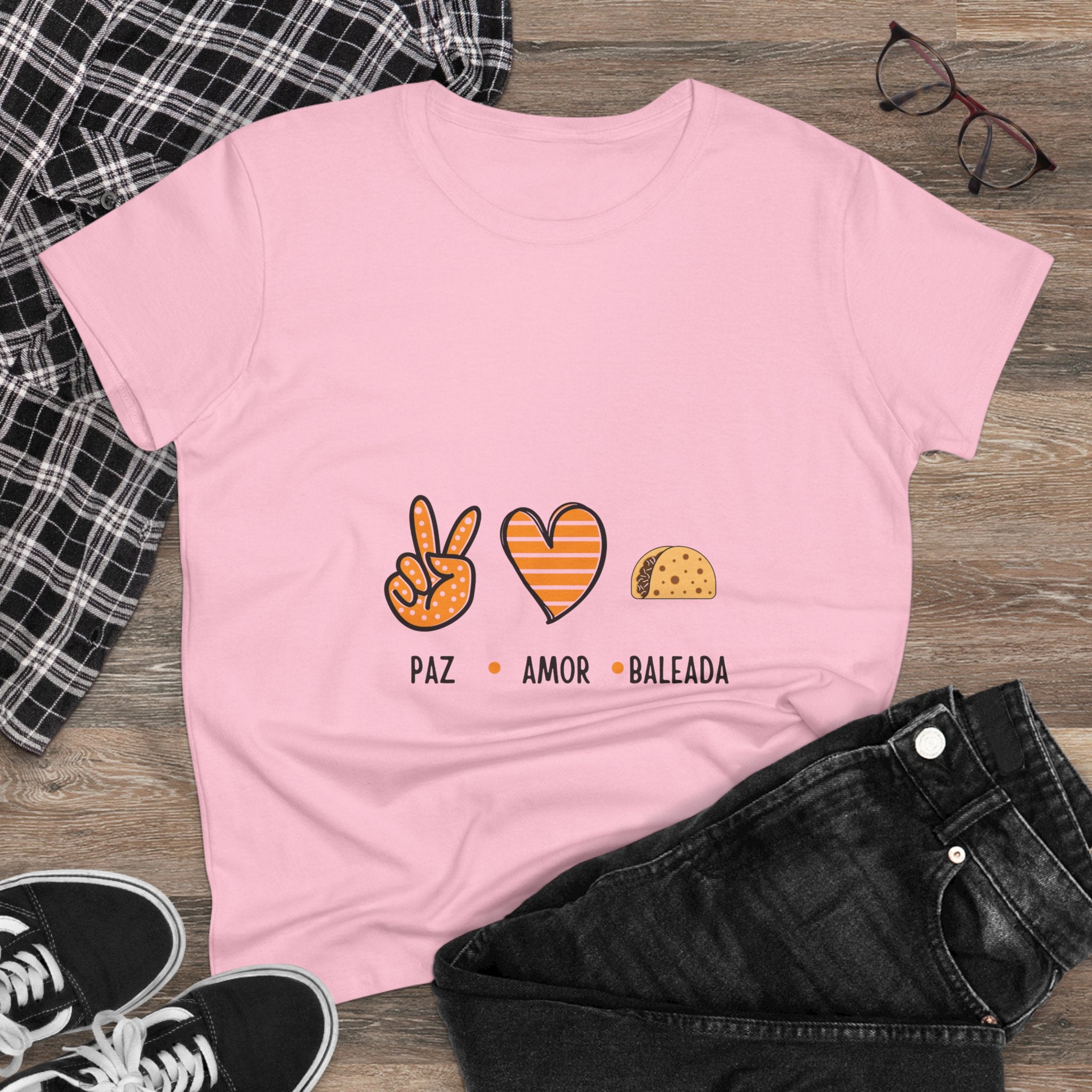 ALGODÓN DE MEDIO GROSOR Camiseta de Mujeres Honduras Paz Amor Baleada