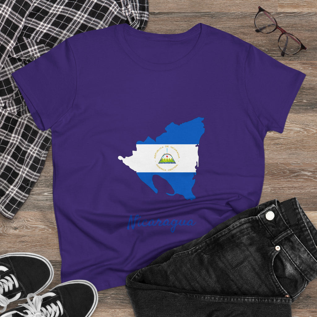 ALGÓDON DE MEDIO GROSOR Camiseta de Mujeres Nicaragua Diseño Nicaragua