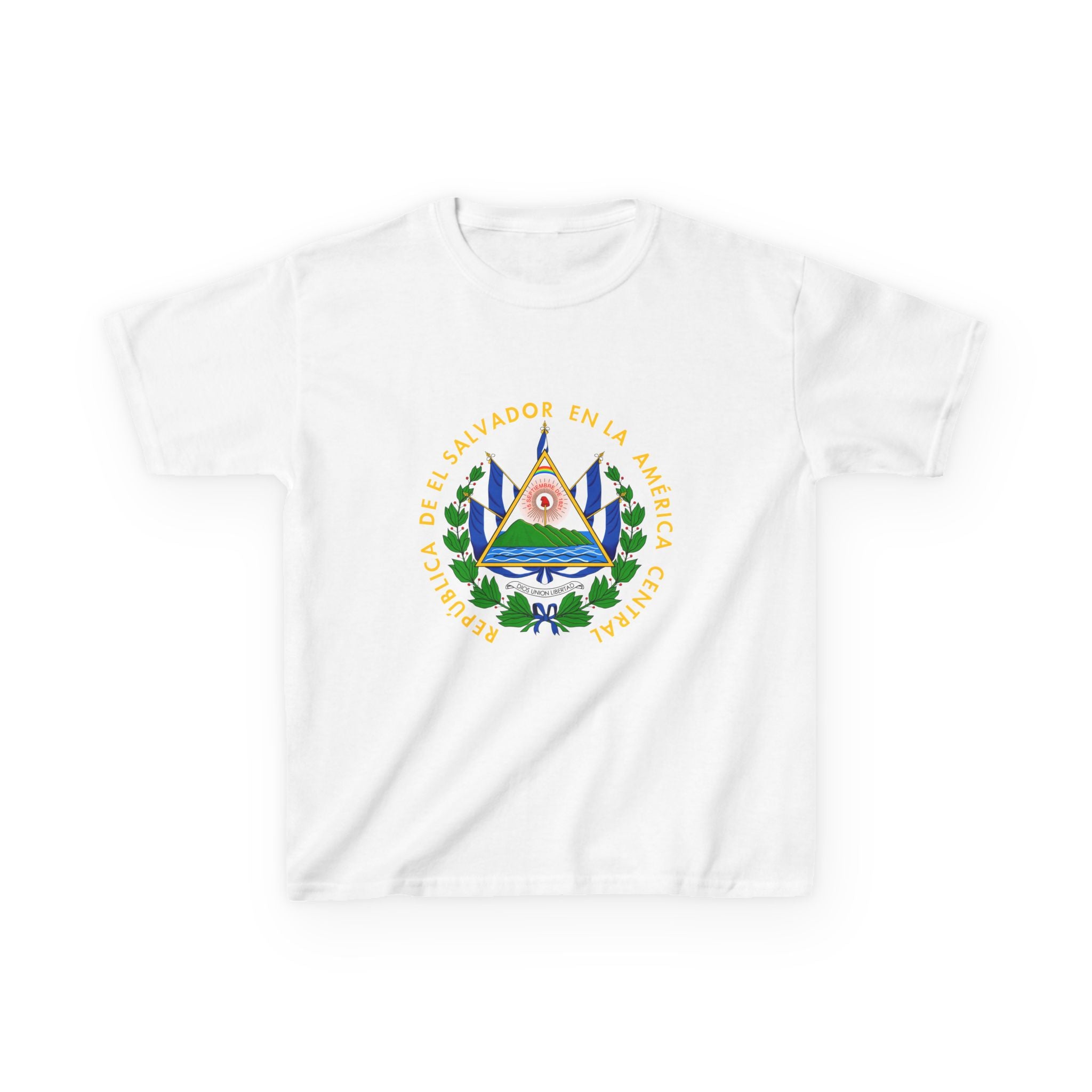 ALGODÓN GRUESO Camiseta de Niños El Salvador Escudo Nacional de El Salvador