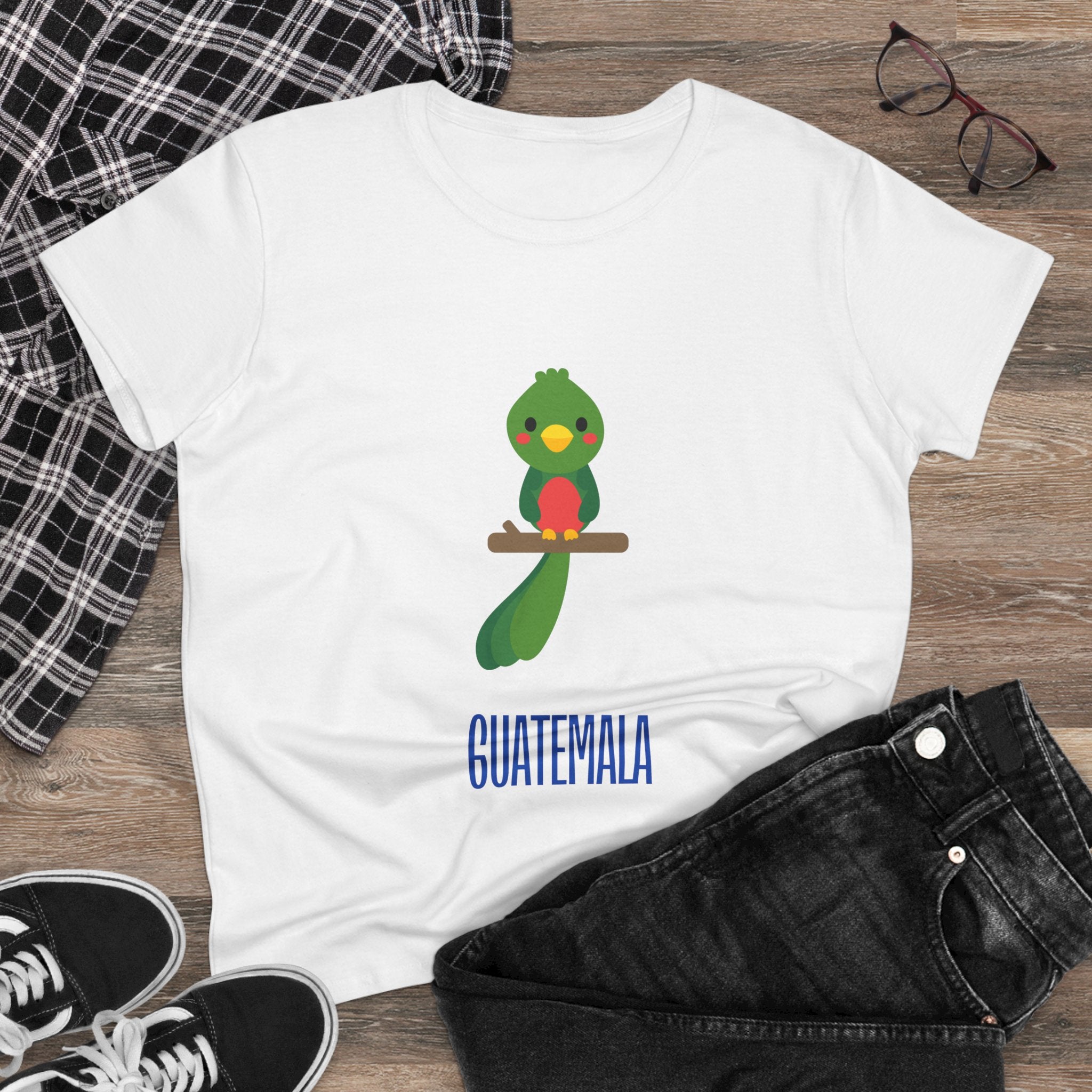 ALGODÓN DE MEDIO GROSOR Camiseta de Mujeres Quetzal Guatemala