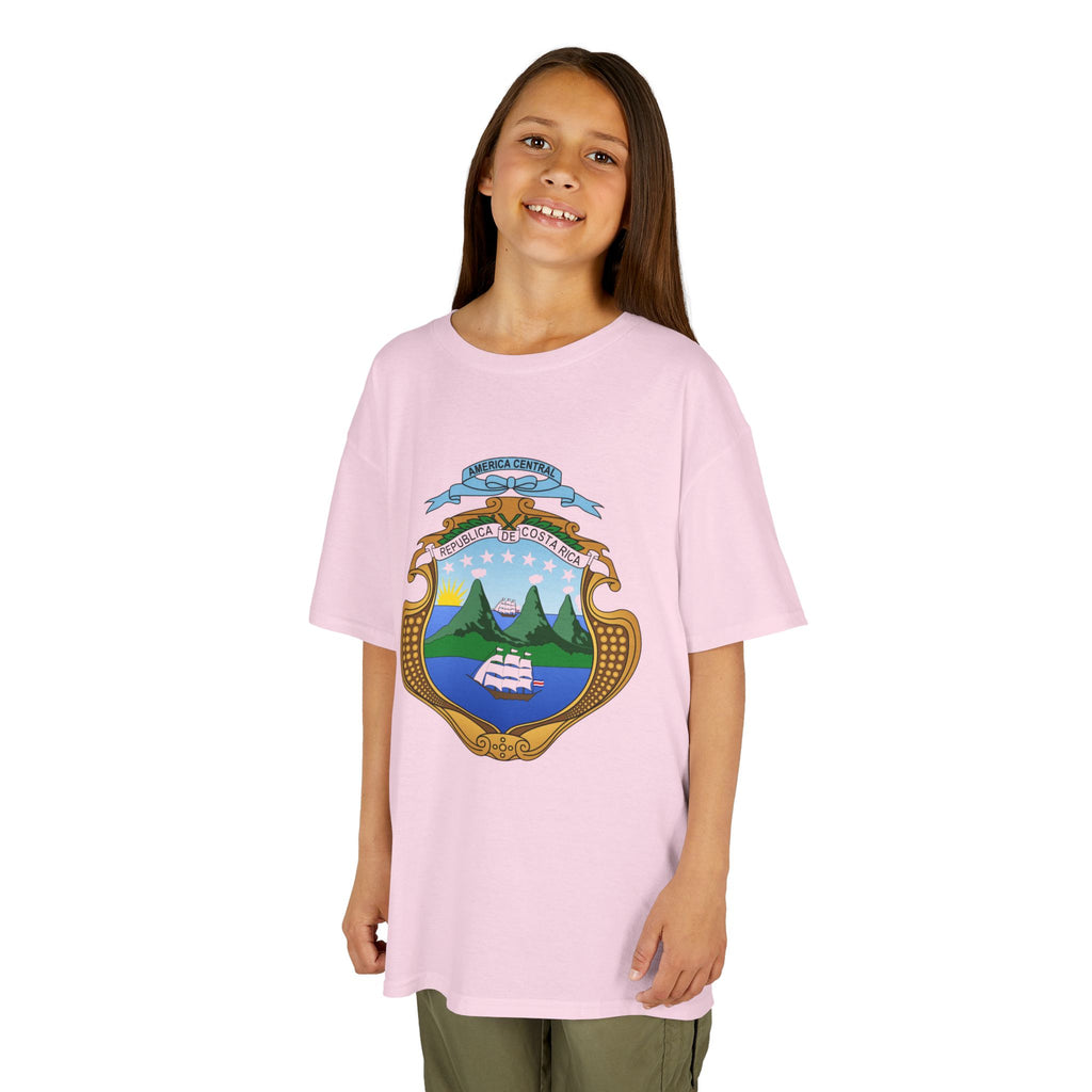 ALGODÓN GRUESO Camiseta de Niñas Costa Rica Escudo Nacional de Costa Rica