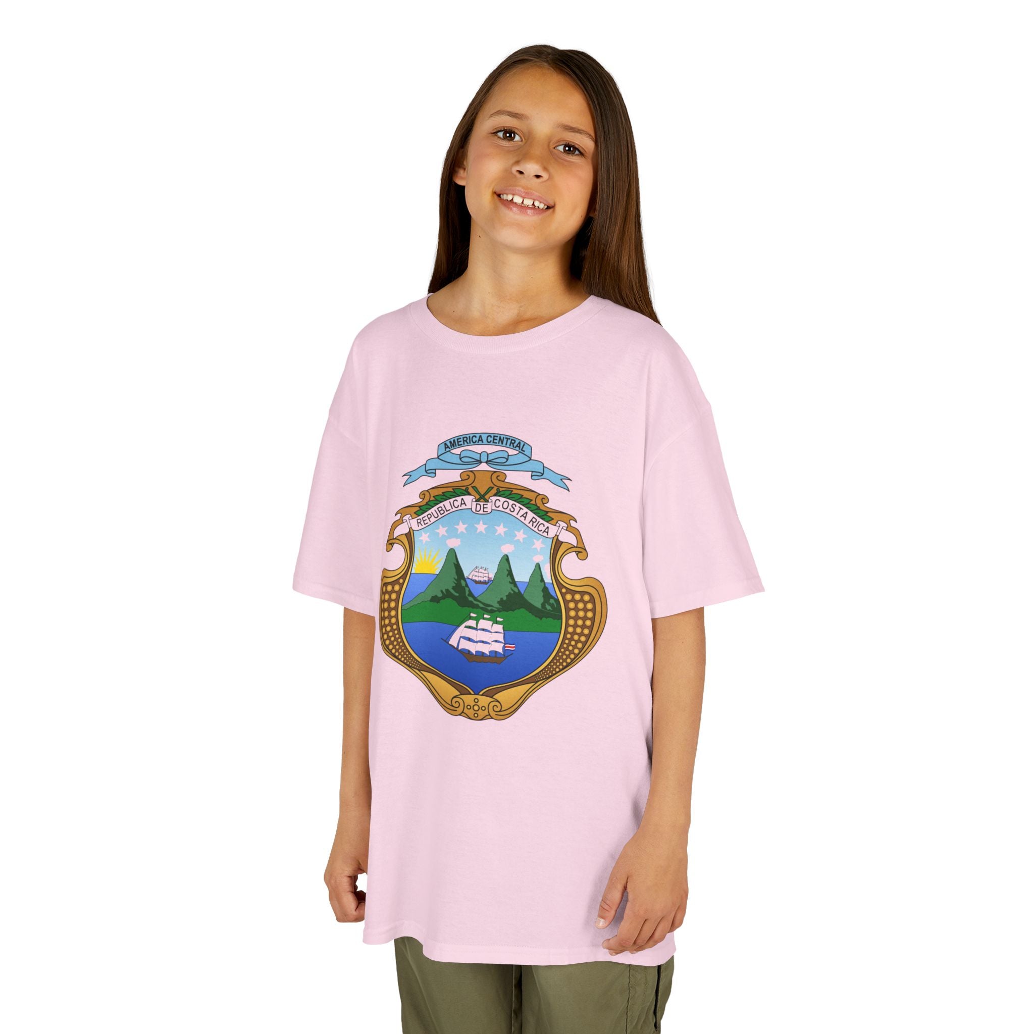 ALGODÓN GRUESO Camiseta de Niñas Costa Rica Escudo Nacional de Costa Rica