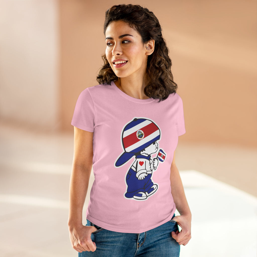 ALGODÓN DE MEDIO GROSOR Camiseta de Mujeres Costa Rica El Niño Tico Oroginal