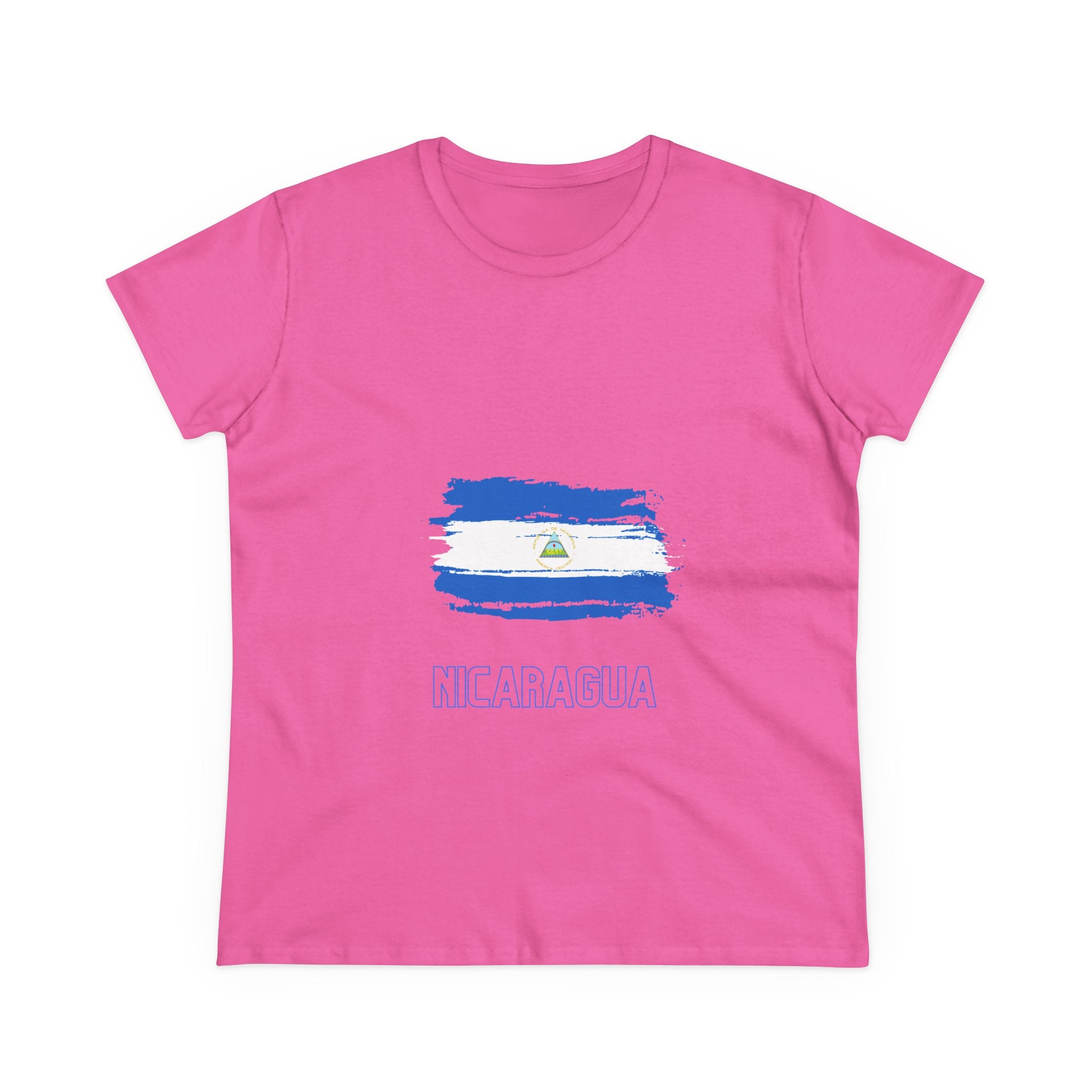 ALGODÓN DE MEDIO GROSOR Camiseta de Mujeres Nicaragua Bandera de Nicaragua
