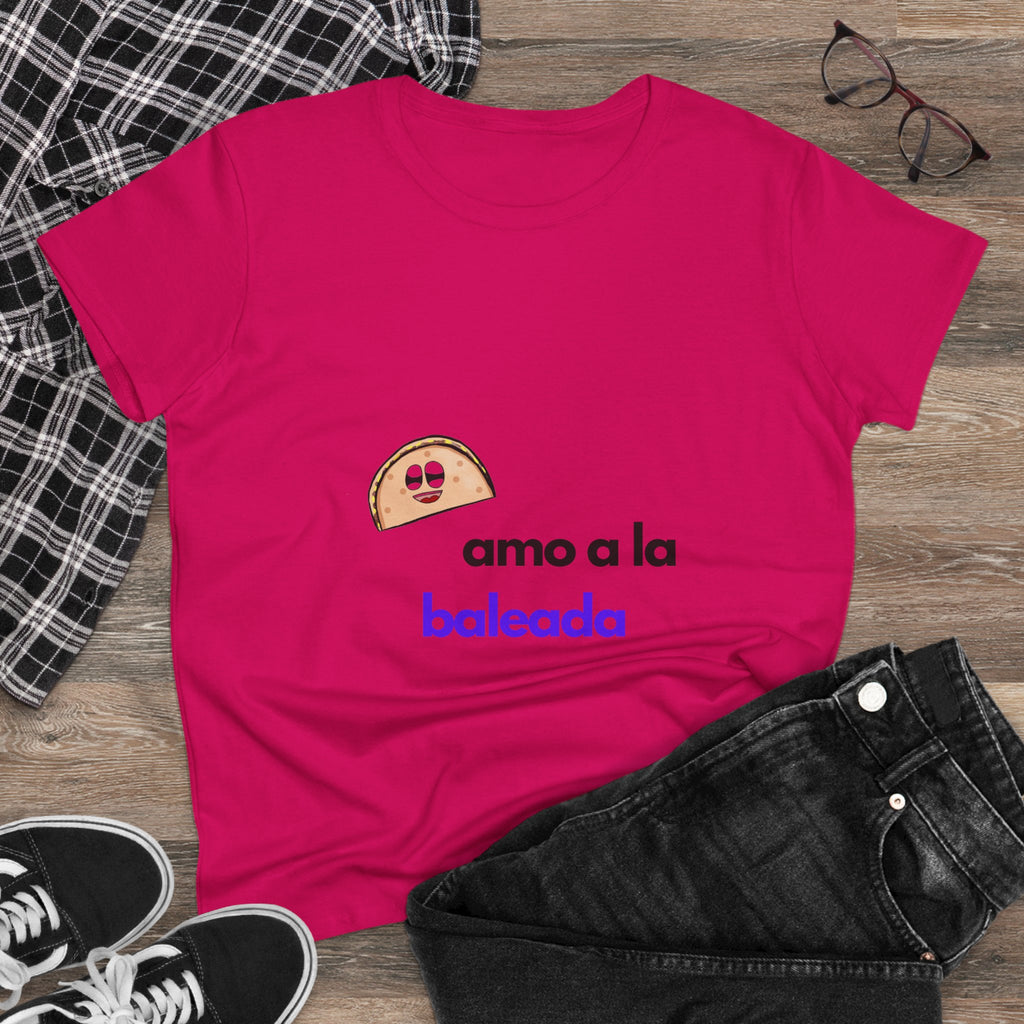ALGODÓN DE MEDIO GROSOR Camiseta de Mujeres Honduras Diseño Amo a la baleada