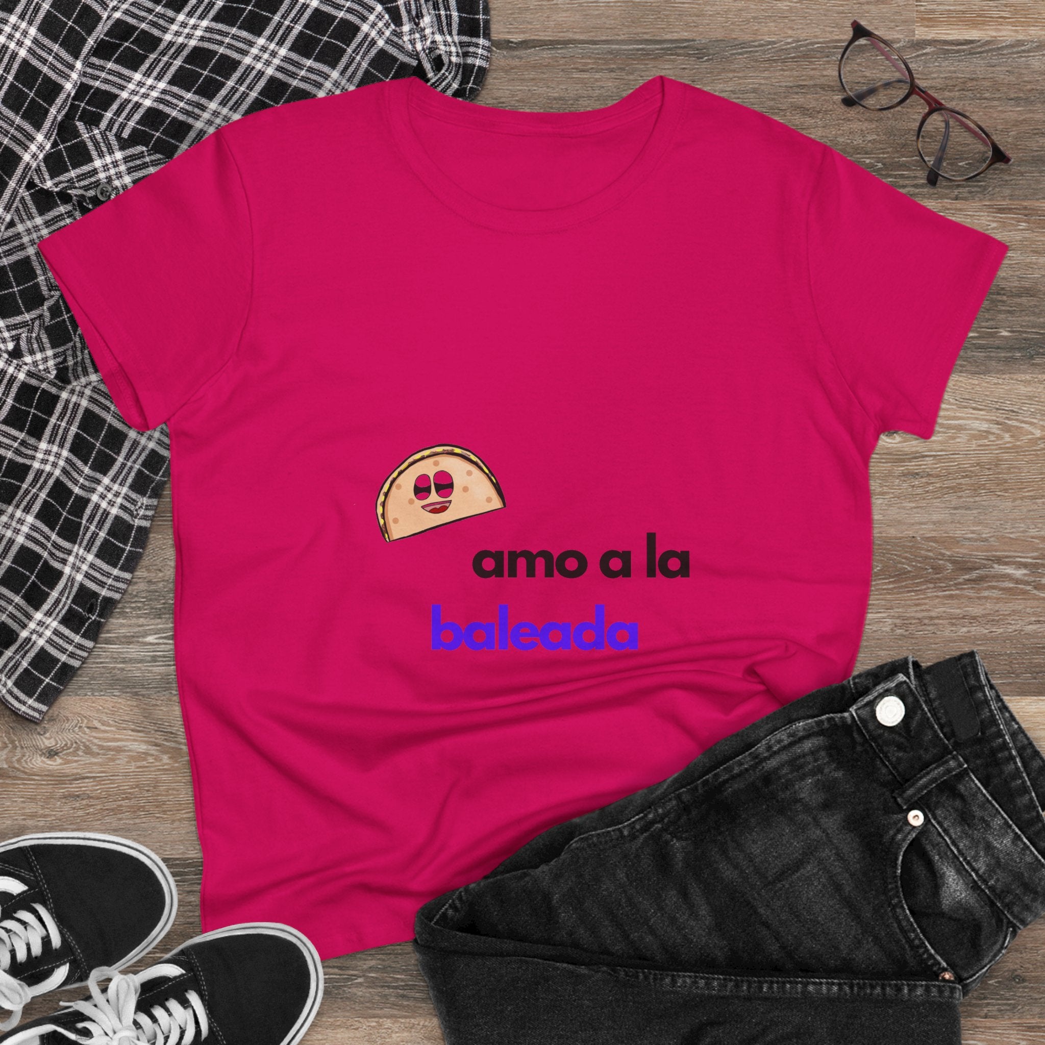 ALGODÓN DE MEDIO GROSOR Camiseta de Mujeres Honduras Diseño Amo a la baleada
