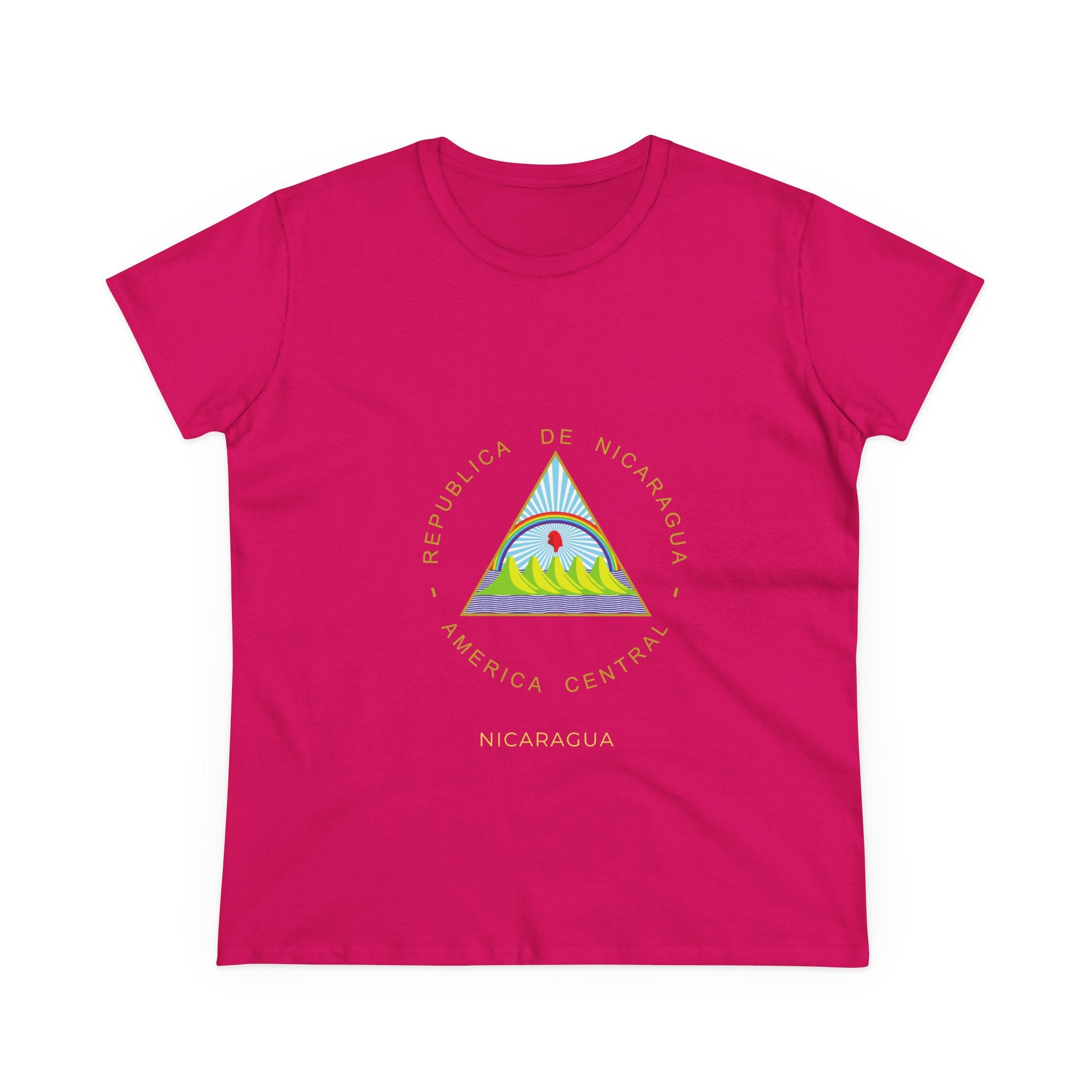 ALGODÓN DE MEDIO GROSOR Camiseta de Mujeres Nicaragua Escudo Nacional de Nicaragua