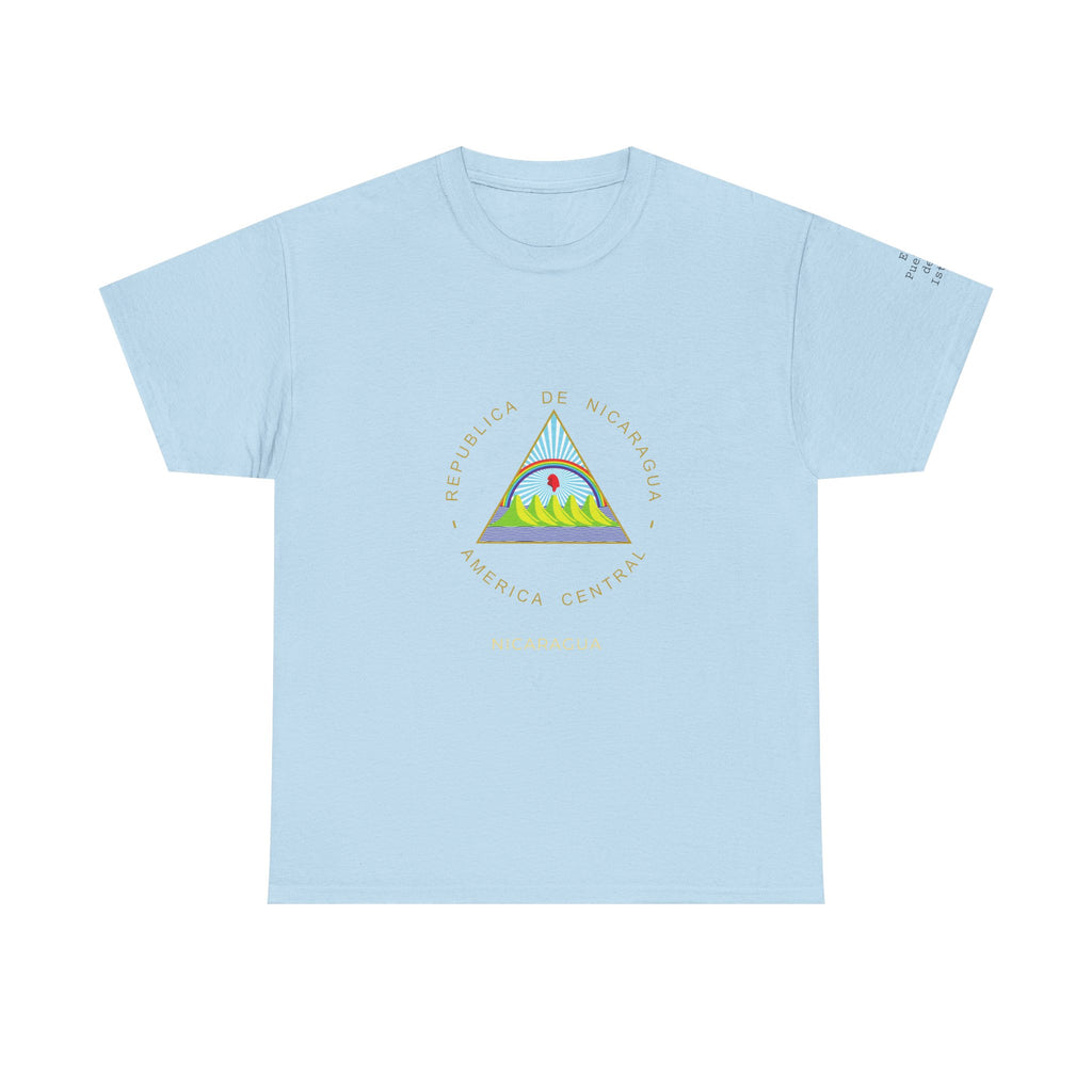 ALGODÓN GRUESO Camiseta de Hombres Nicaragua Escudo Nacional de Nicaragua