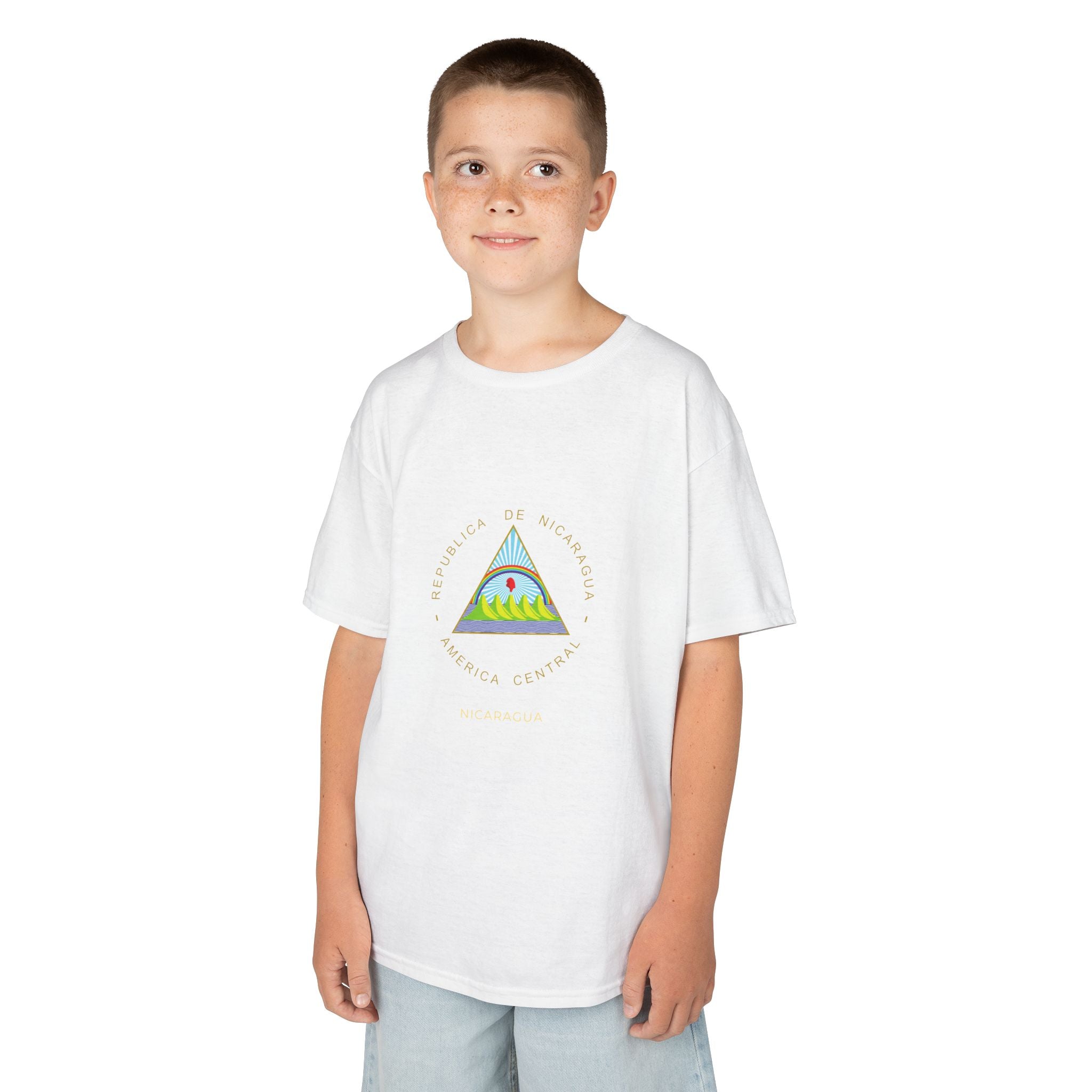 ALGODÓN GRUESO Camiseta de Niños Nicaragua Escudo Nacional de Nicaragua