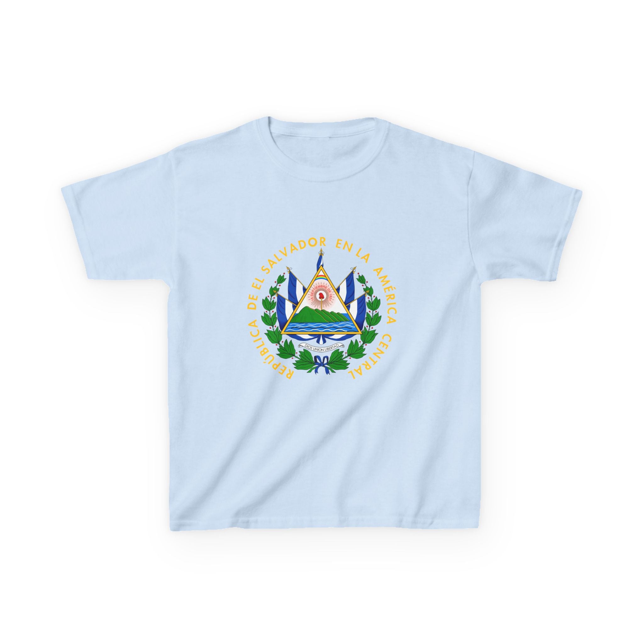ALGODÓN GRUESO Camiseta de Niños El Salvador Escudo Nacional de El Salvador