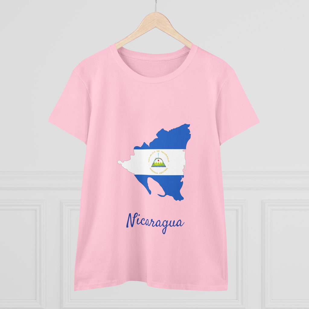 ALGÓDON DE MEDIO GROSOR Camiseta de Mujeres Nicaragua Diseño Nicaragua