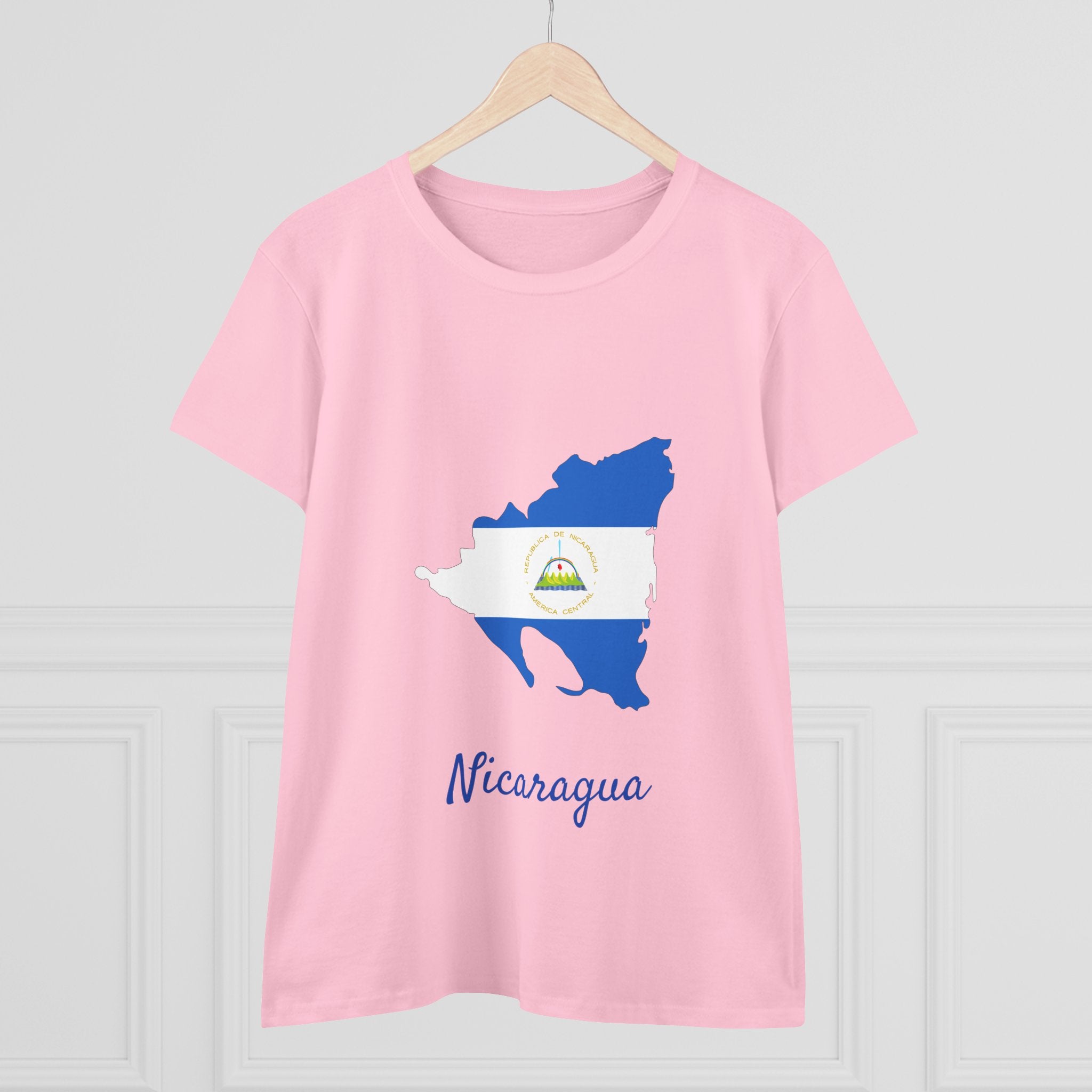 ALGÓDON DE MEDIO GROSOR Camiseta de Mujeres Nicaragua Diseño Nicaragua