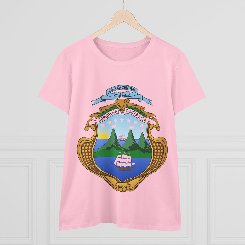 ALGODÓN DE MEDIO GROSOR Camiseta de Mujeres Costa Rica Escudo Nacional de Costa Rica