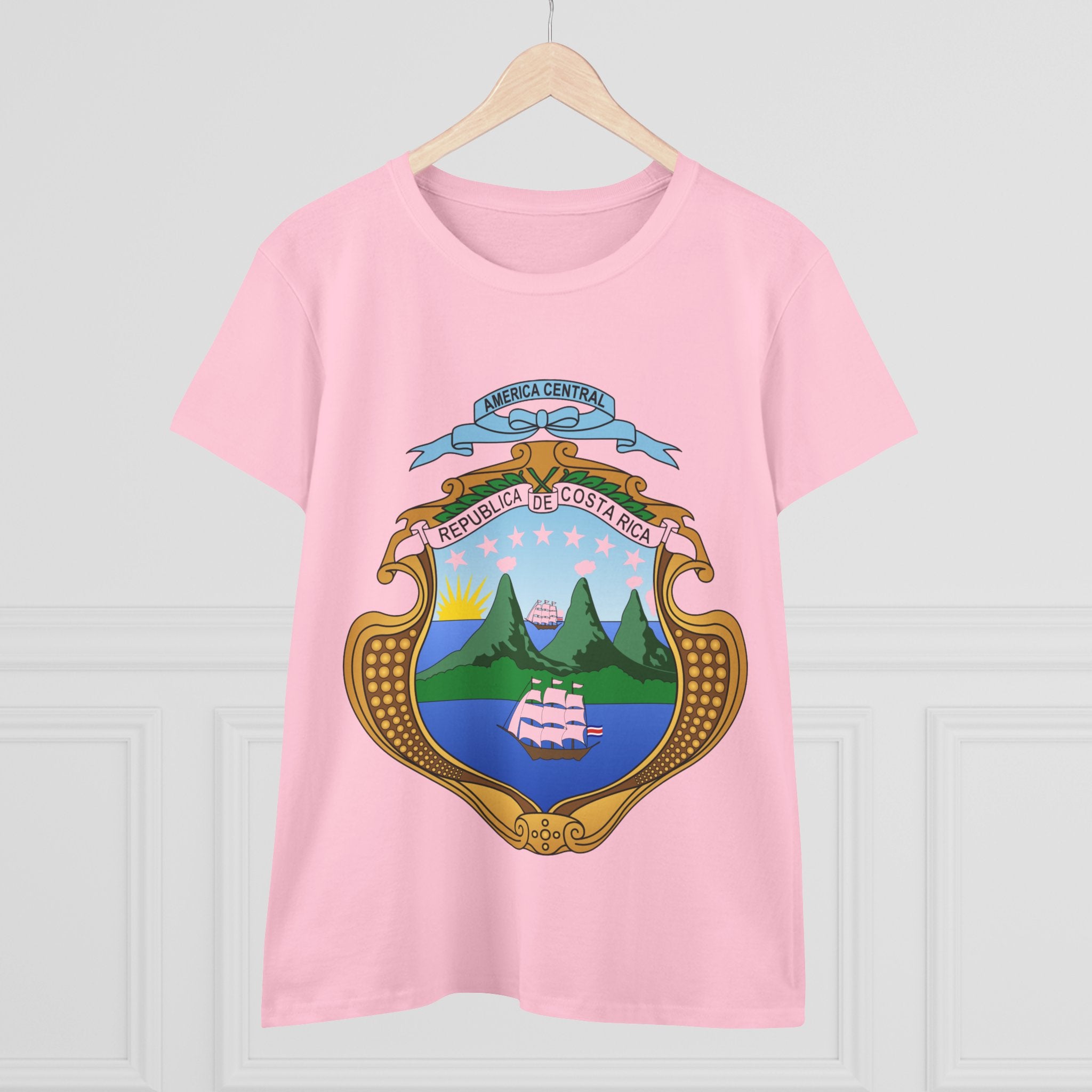 ALGODÓN DE MEDIO GROSOR Camiseta de Mujeres Costa Rica Escudo Nacional de Costa Rica