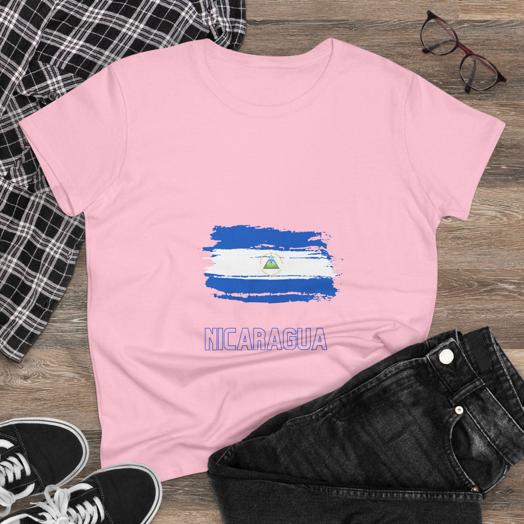 ALGODÓN DE MEDIO GROSOR Camiseta de Mujeres Nicaragua Bandera de Nicaragua