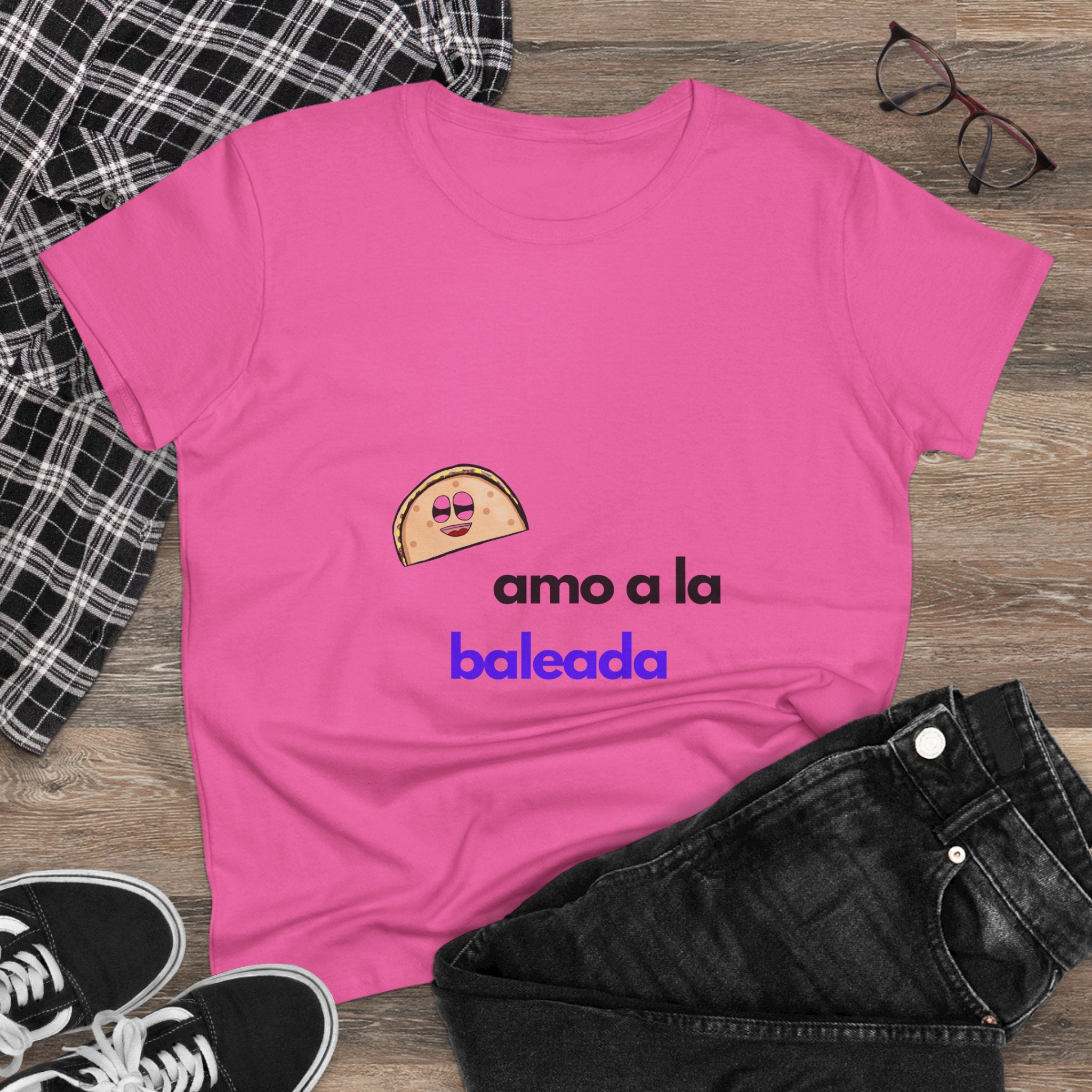 ALGODÓN DE MEDIO GROSOR Camiseta de Mujeres Honduras Diseño Amo a la baleada