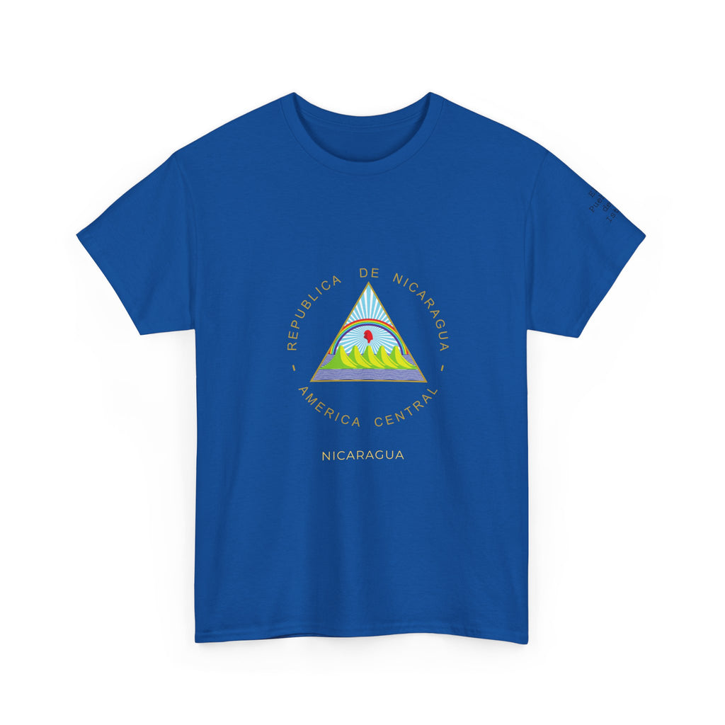 ALGODÓN GRUESO Camiseta de Hombres Nicaragua Escudo Nacional de Nicaragua
