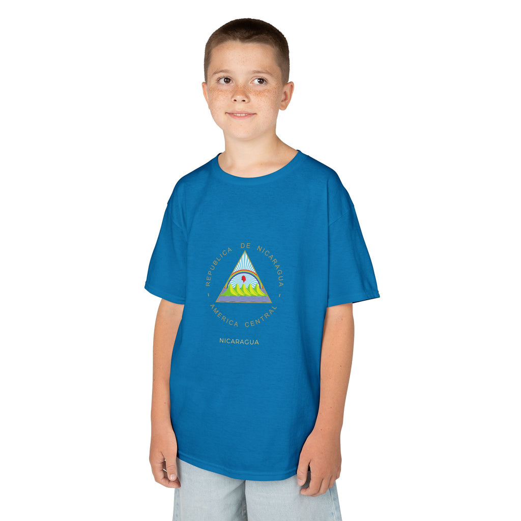 ALGODÓN GRUESO Camiseta de Niños Nicaragua Escudo Nacional de Nicaragua