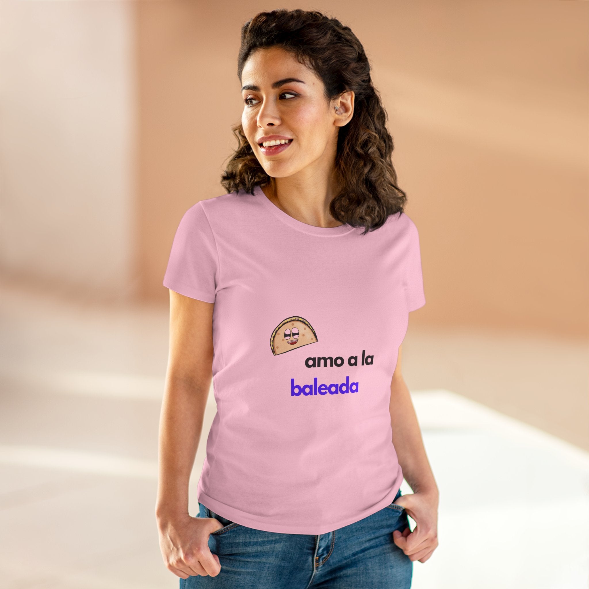 ALGODÓN DE MEDIO GROSOR Camiseta de Mujeres Honduras Diseño Amo a la baleada