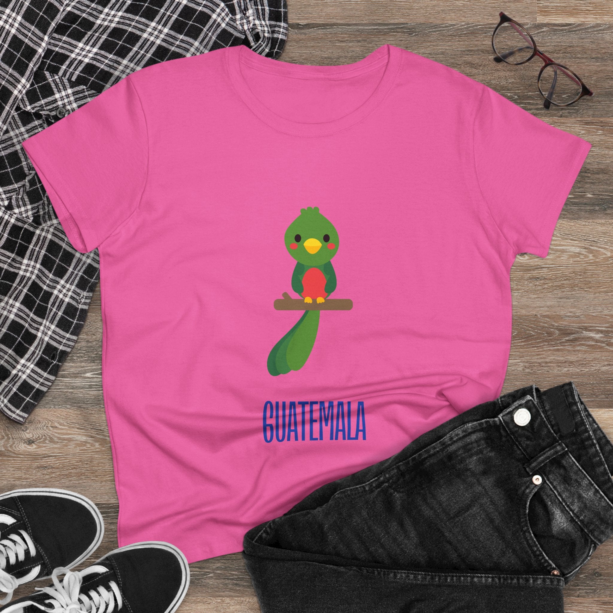 ALGODÓN DE MEDIO GROSOR Camiseta de Mujeres Quetzal Guatemala