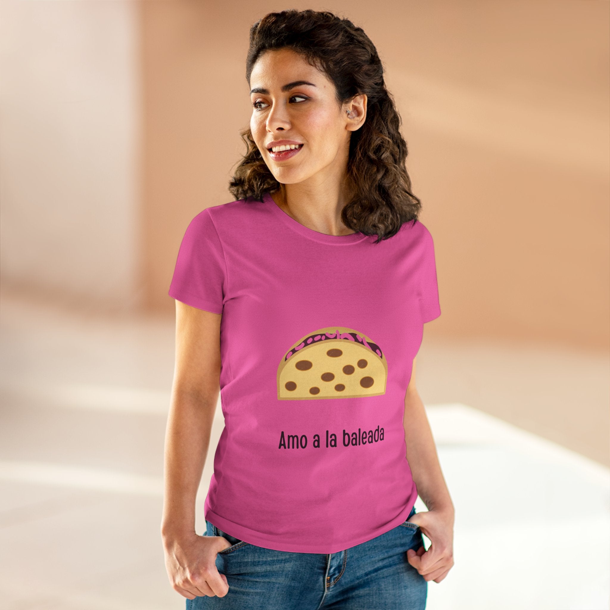 ALGODÓN DE MEDIO GROSOR Camiseta de Mujeres Amo a la baleada