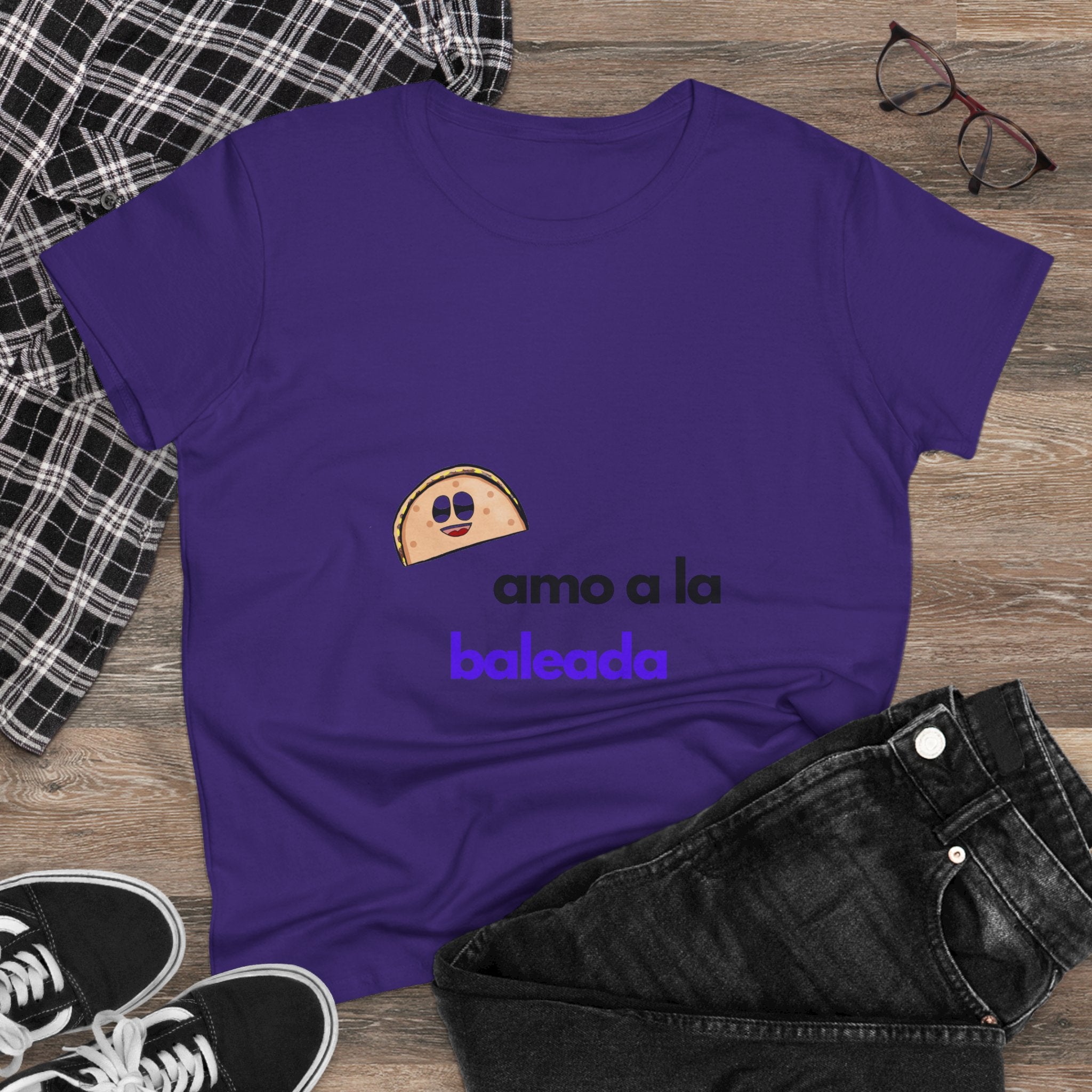 ALGODÓN DE MEDIO GROSOR Camiseta de Mujeres Honduras Diseño Amo a la baleada