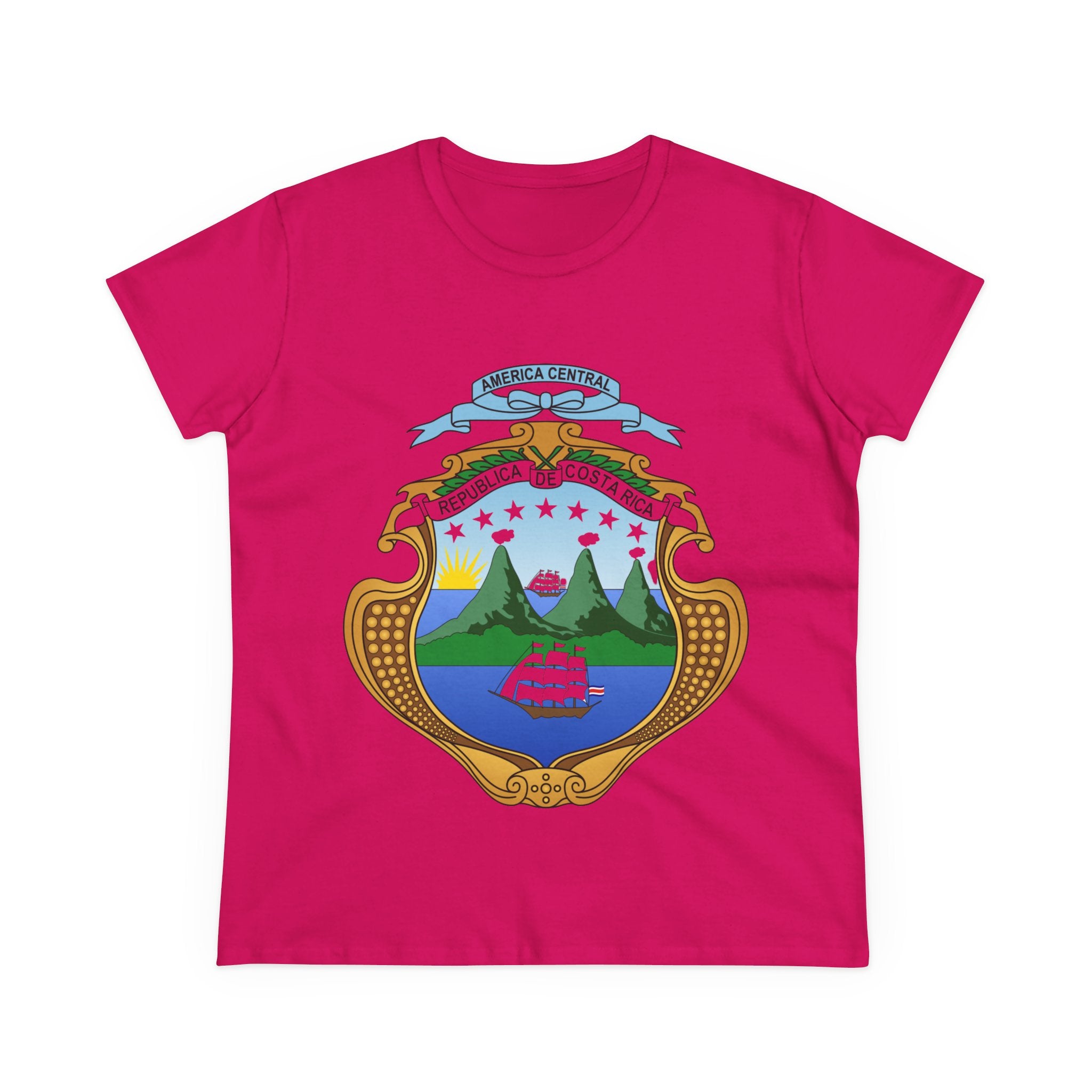 ALGODÓN DE MEDIO GROSOR Camiseta de Mujeres Costa Rica Escudo Nacional de Costa Rica