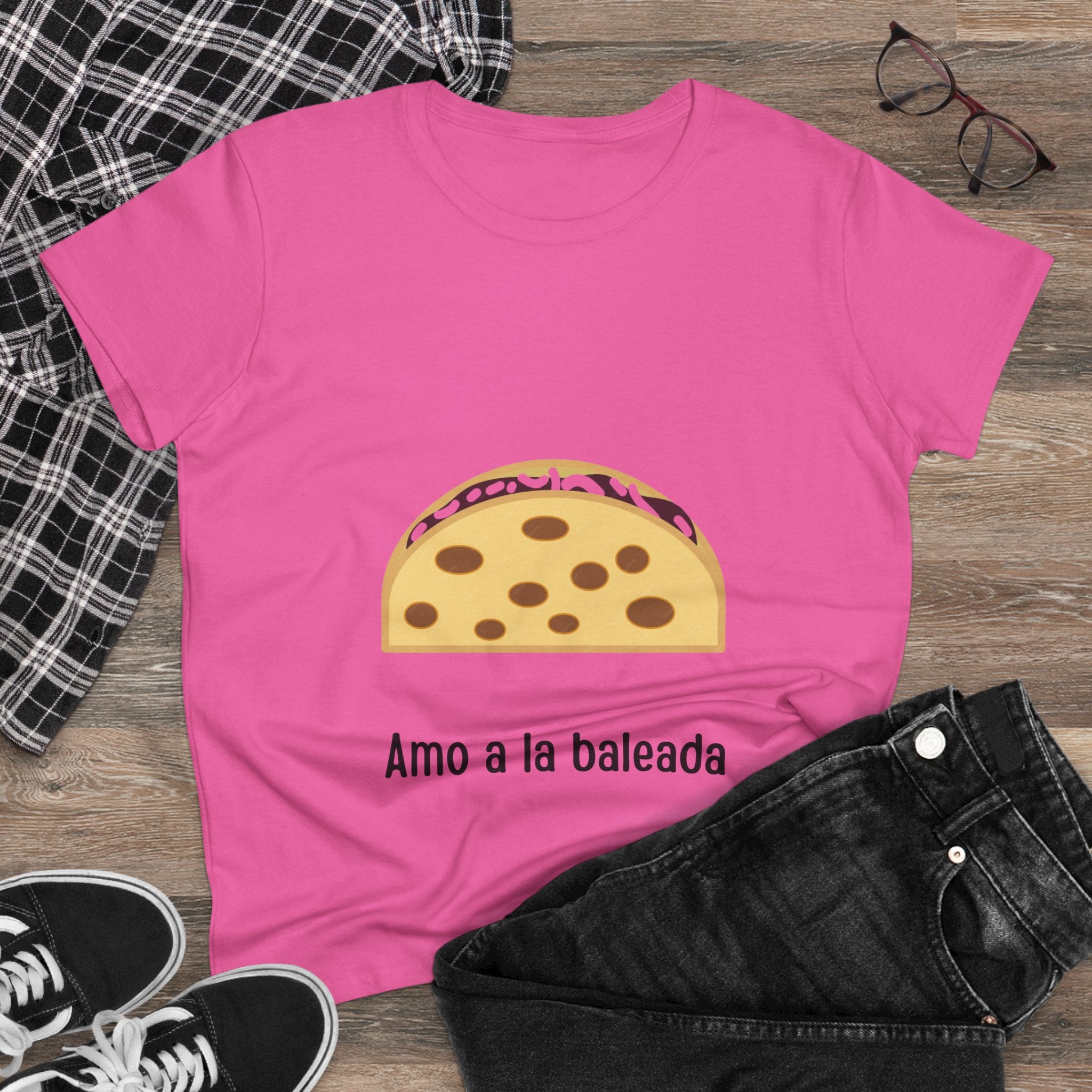 ALGODÓN DE MEDIO GROSOR Camiseta de Mujeres Amo a la baleada