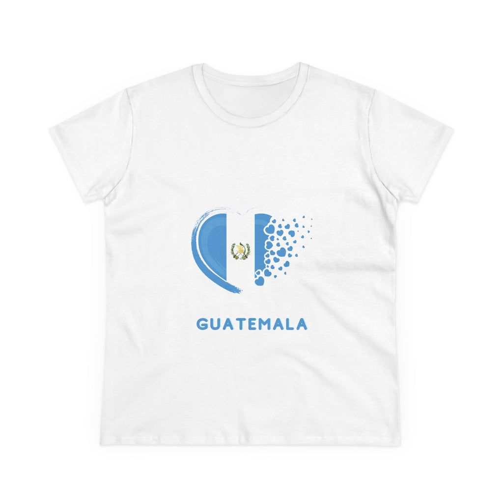ALGODÓN DE MEDIO GROSOR Camiseta de Mujeres Diseño Corazón Guatemala
