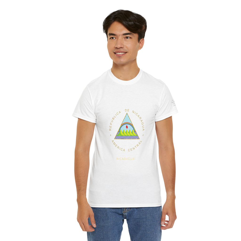 ALGODÓN GRUESO Camiseta de Hombres Nicaragua Escudo Nacional de Nicaragua