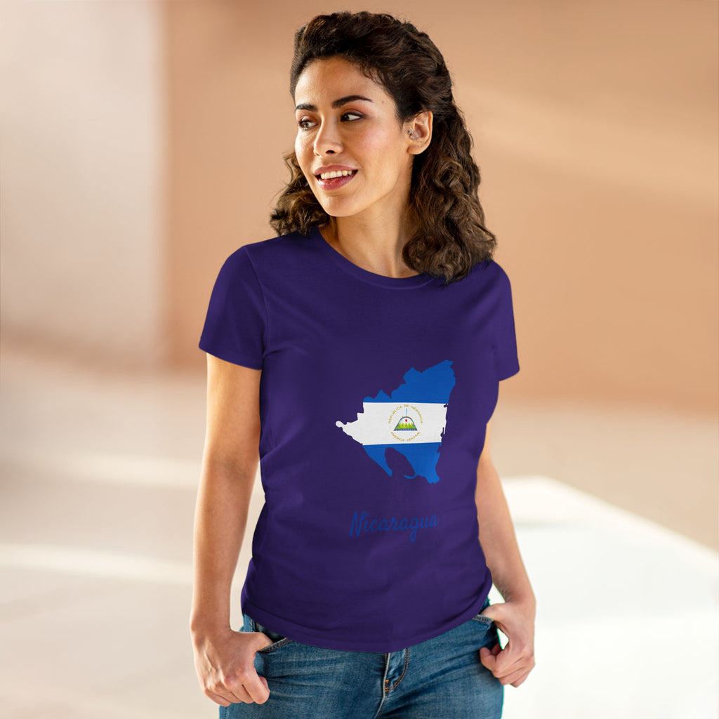 ALGÓDON DE MEDIO GROSOR Camiseta de Mujeres Nicaragua Diseño Nicaragua